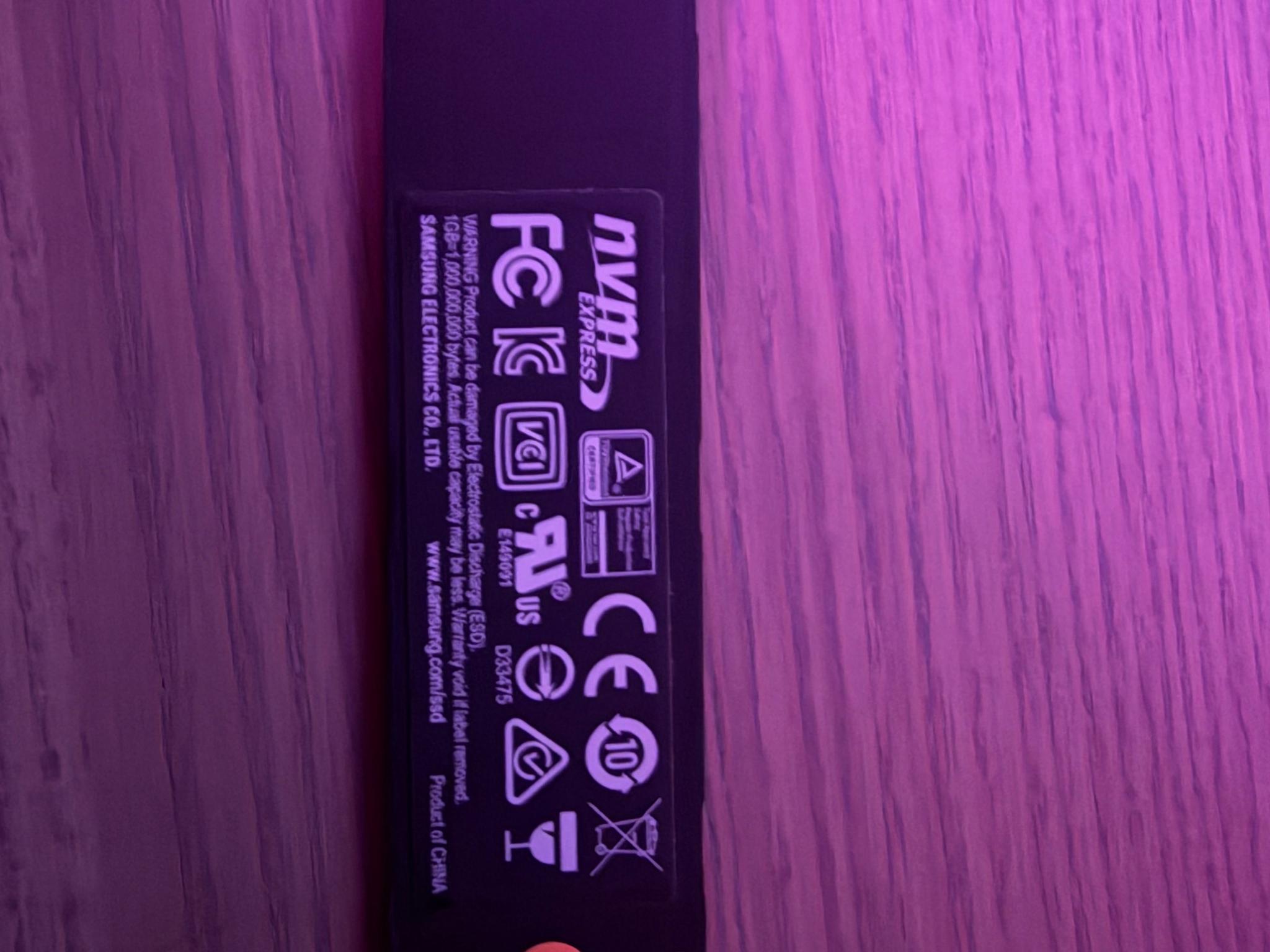 Samsung 960 Pro 512 MB NVME SSD
