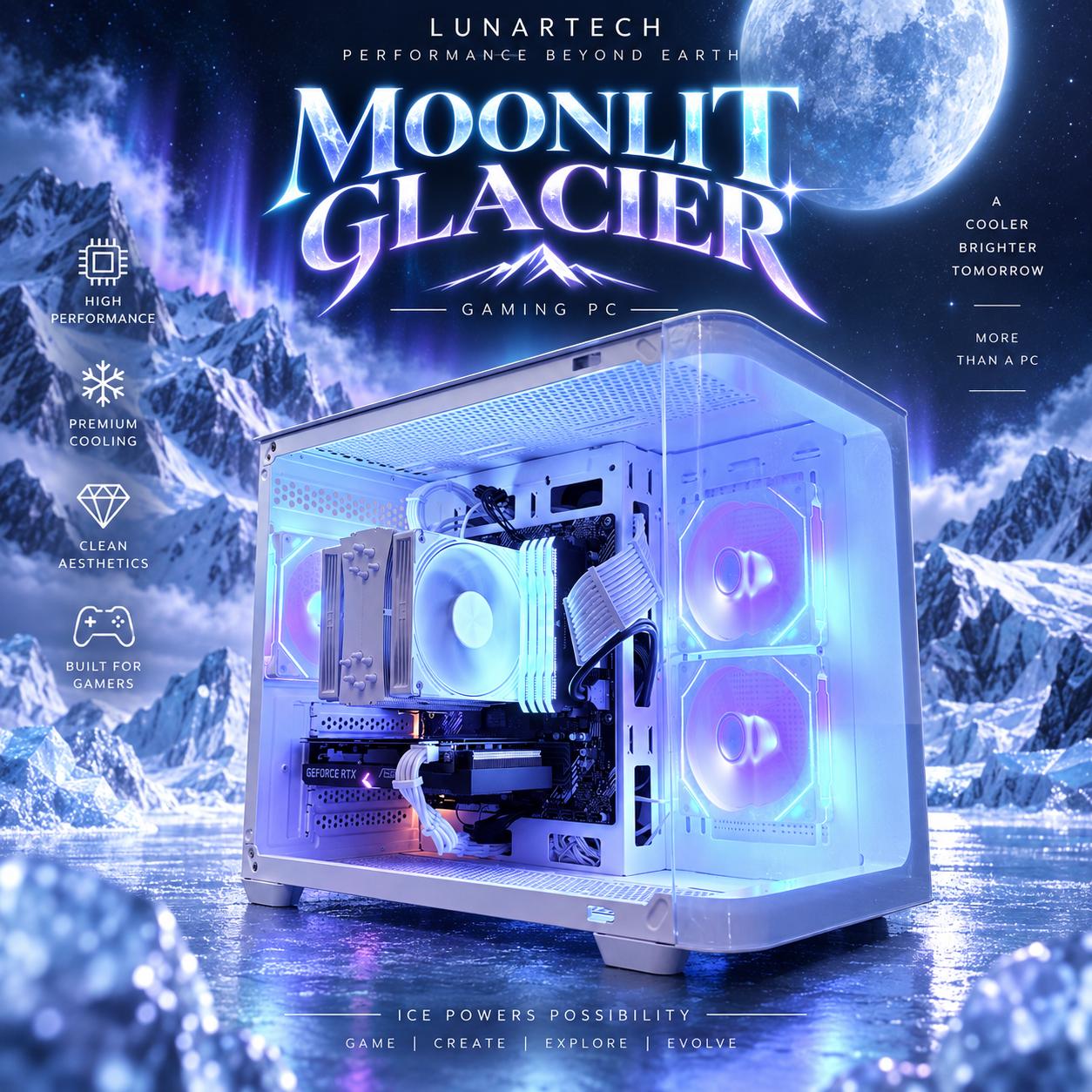 🌕"Moonlit Glacier"❄️ | 1440p Gaming | Ryzen 7 5800X | RTX 3060 12GB | 32GB Ram | 1TB+1GB Dram SSD