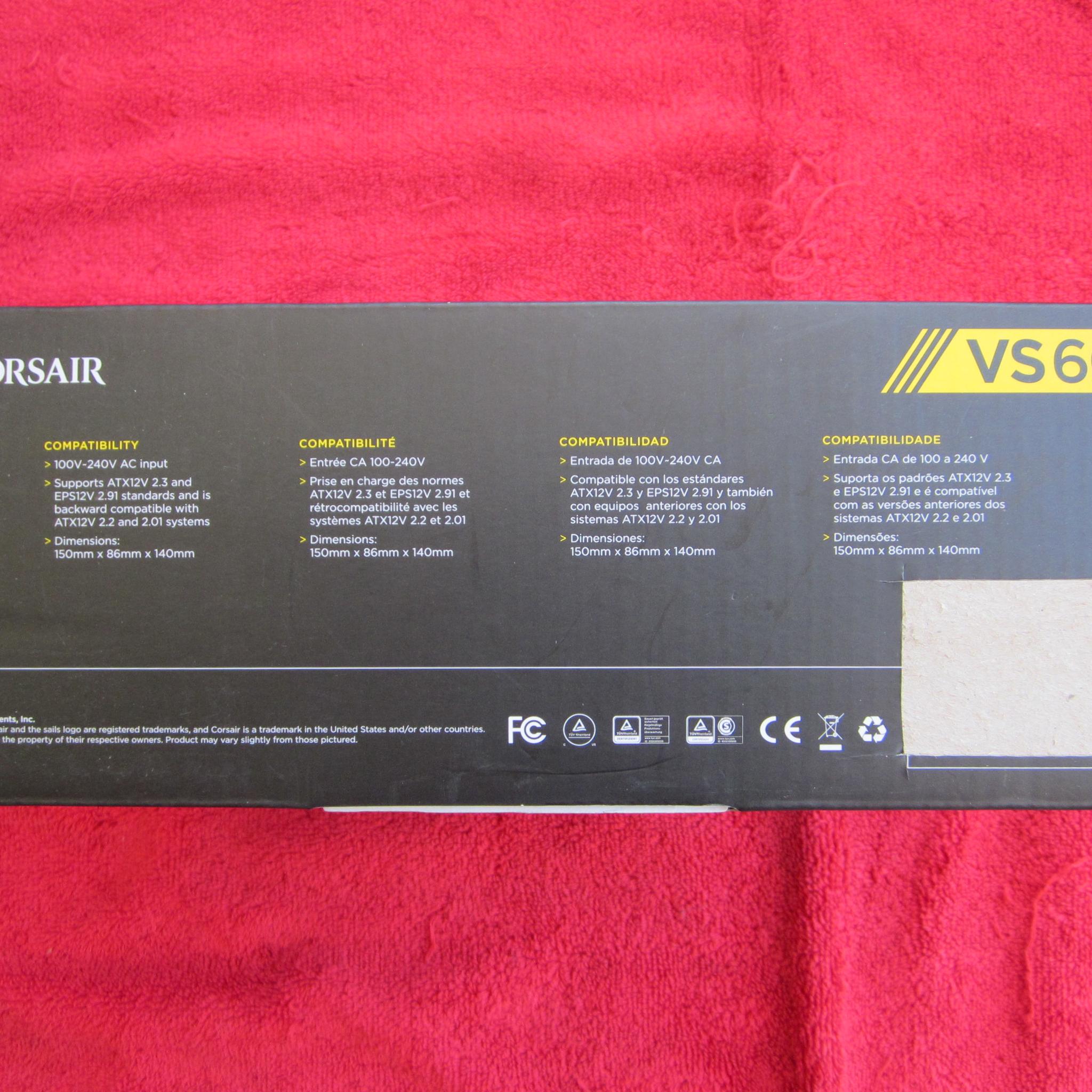 NEW! CORSAIR VS600 80 PLUS 600W Power Supply