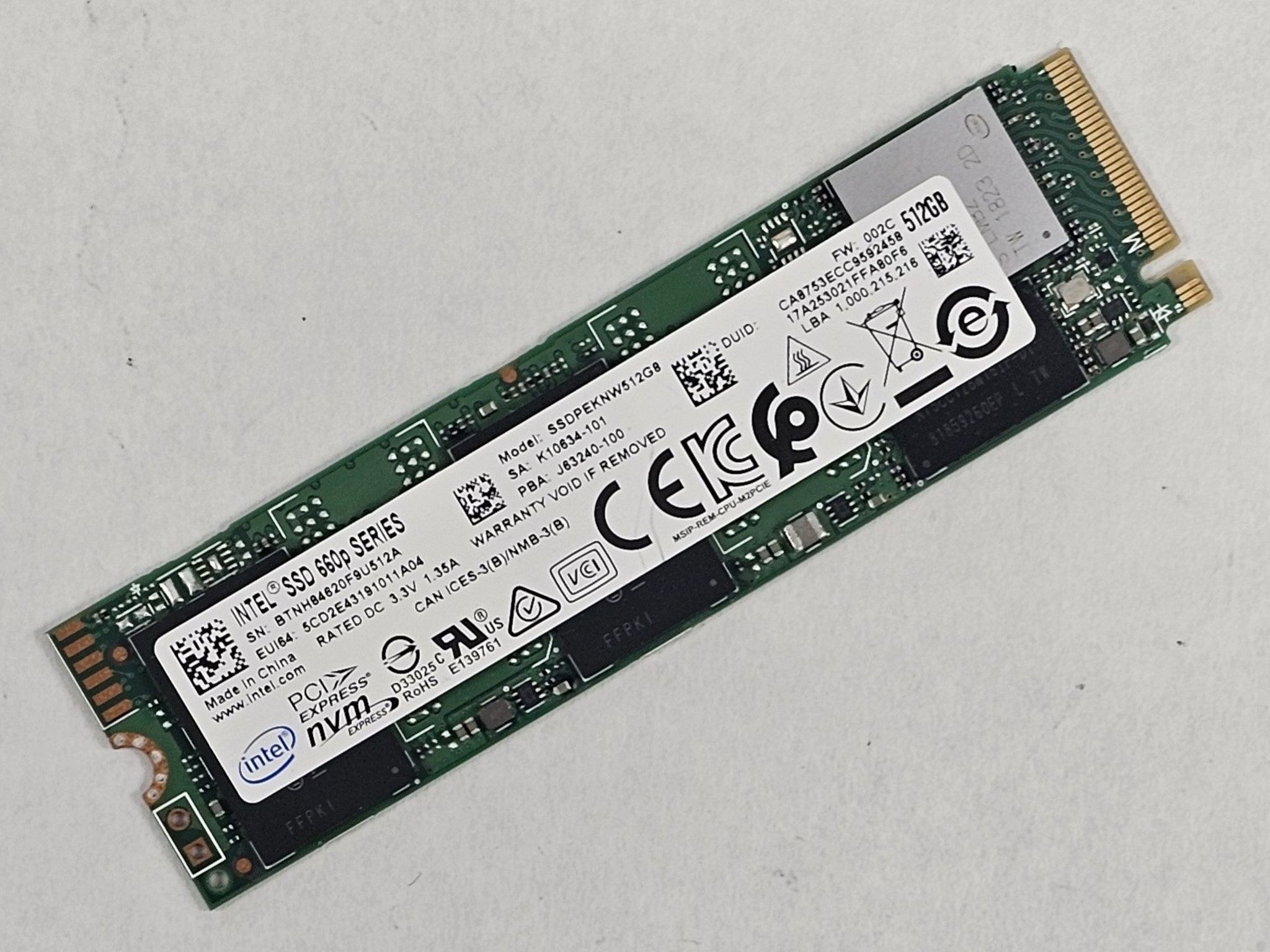 512GB NVMe M.2 SSD Intel 660p Gen3