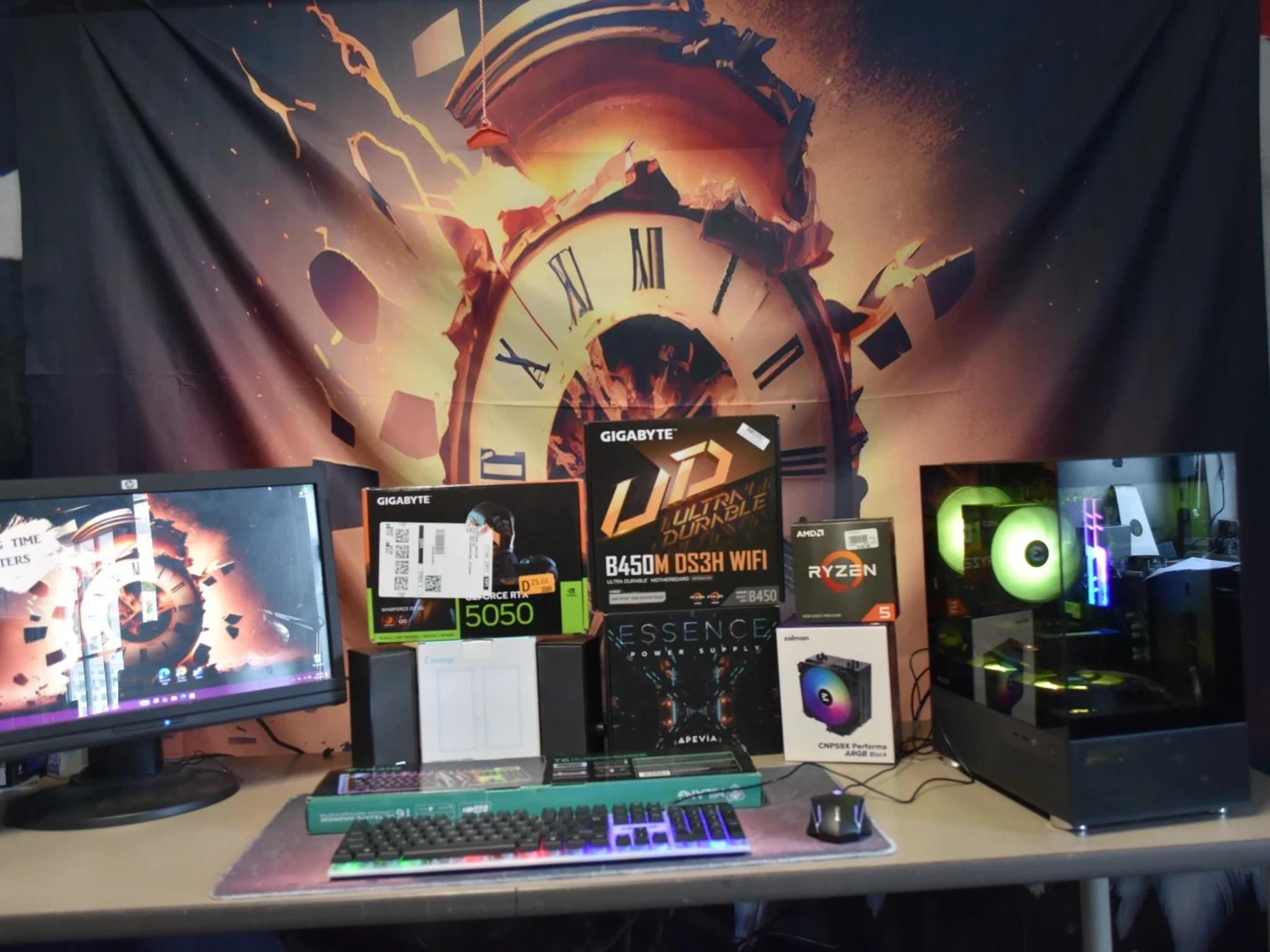 RYZEN 5 5500 RAM 16GB RGB GPU RTX 5050 1 TB NVME Built in Wi Fi