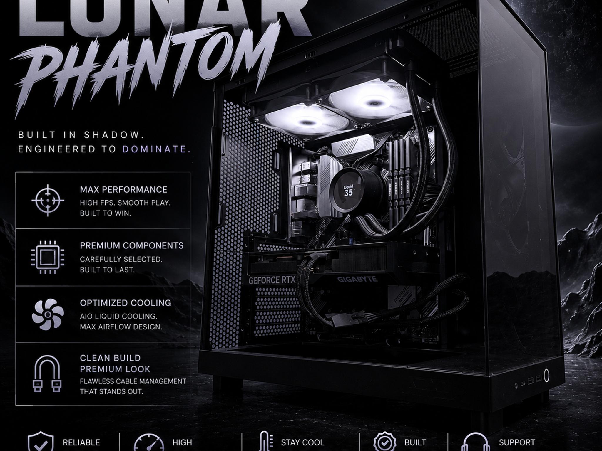 🌕"Lunar Phantom "⚫️| 4k Gaming | Ryzen 9 5950X | RTX 4070 Ti | 48GB  Ram | 2TB NVMe Storage