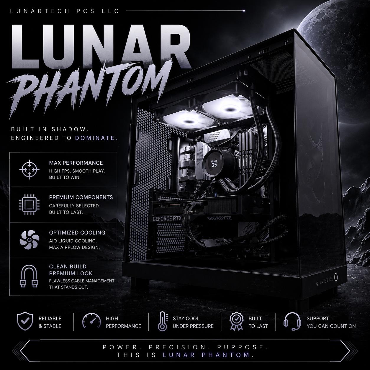 🌕"Lunar Phantom "⚫️| 4k Gaming | Ryzen 9 5950X | RTX 4070 Ti | 48GB  Ram | 2TB NVMe Storage