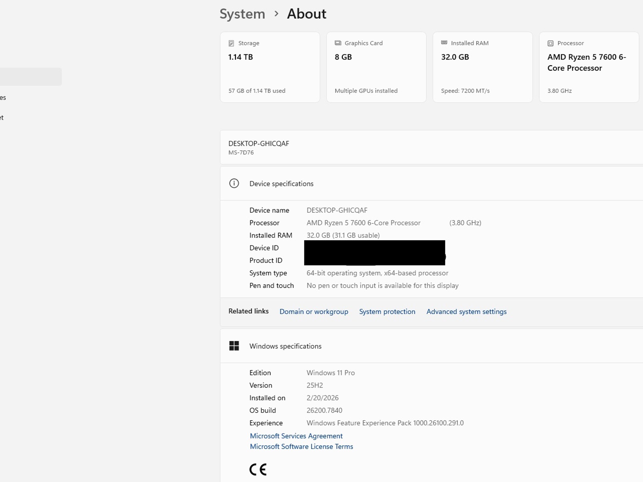 RYZEN 7600 | RX7600 | 32GB DDR5 | 1TB | WIFI | Windows11Pro