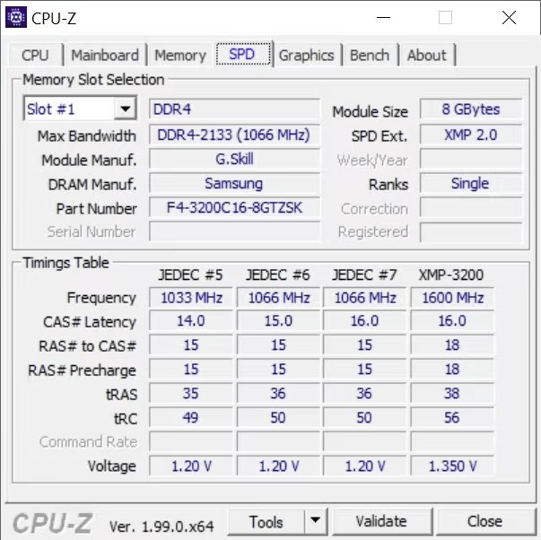 64GB(8x8GB) of G.Skill DDR4 3200 memory Part number: F4-3200C16Q2-64GTZSK