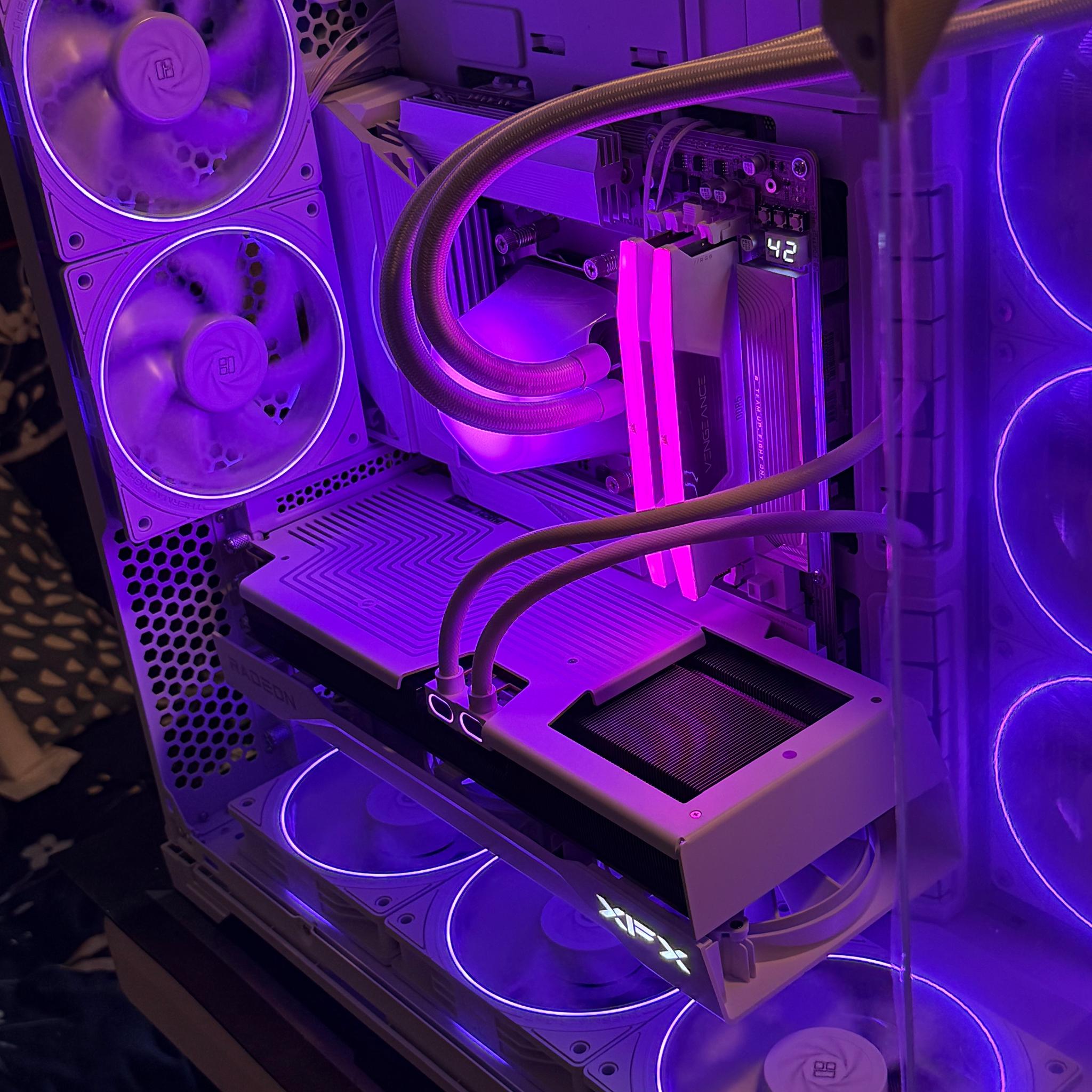 Premium Custom Gaming PC All White Build.  9800X3D and 9070XT XFX Swift
