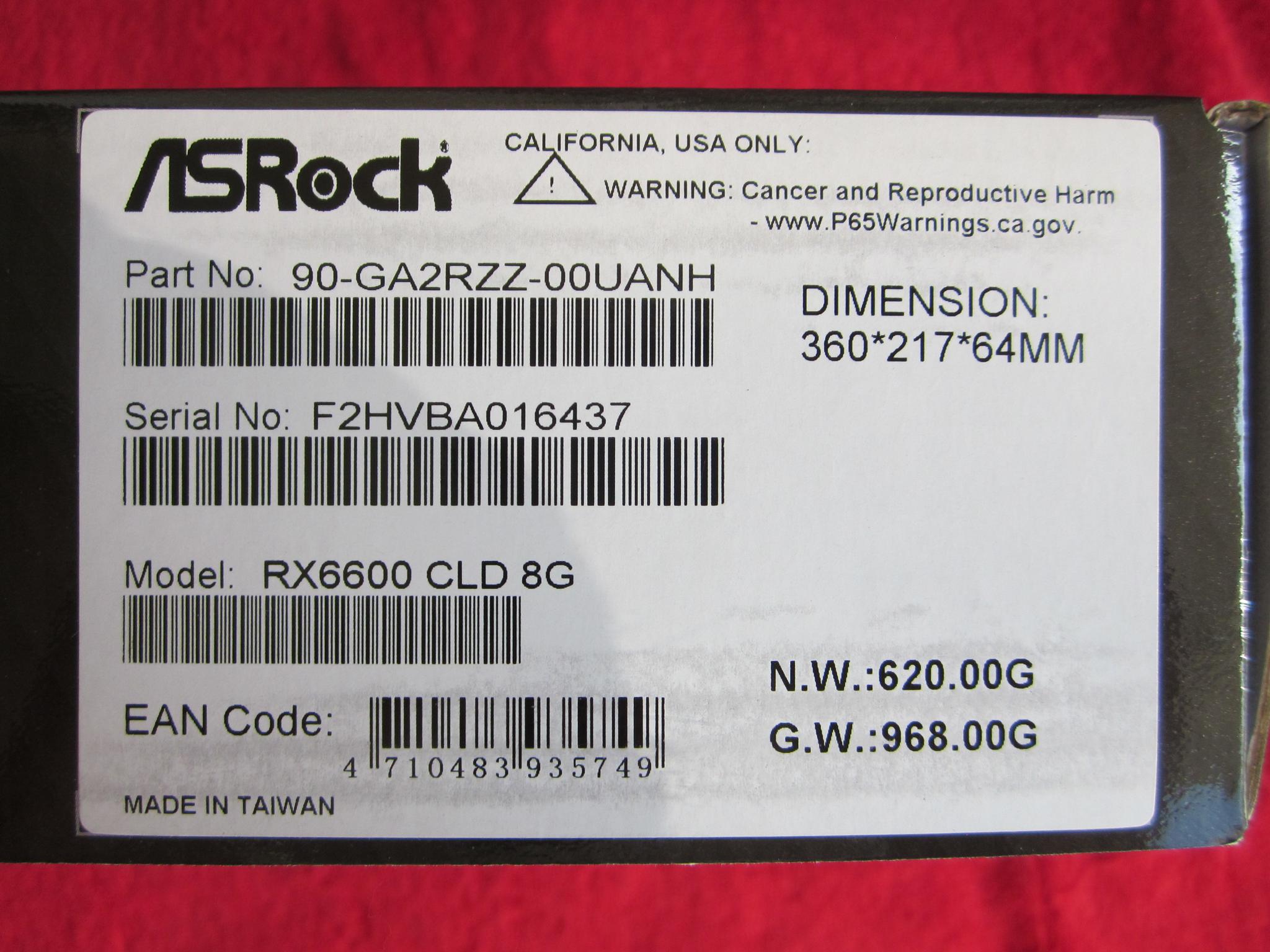 NEW! ASRock Radeon RX 6600 8GB GDDR6 PCI Express 4.0 Video Card RX6600 CLD 8G