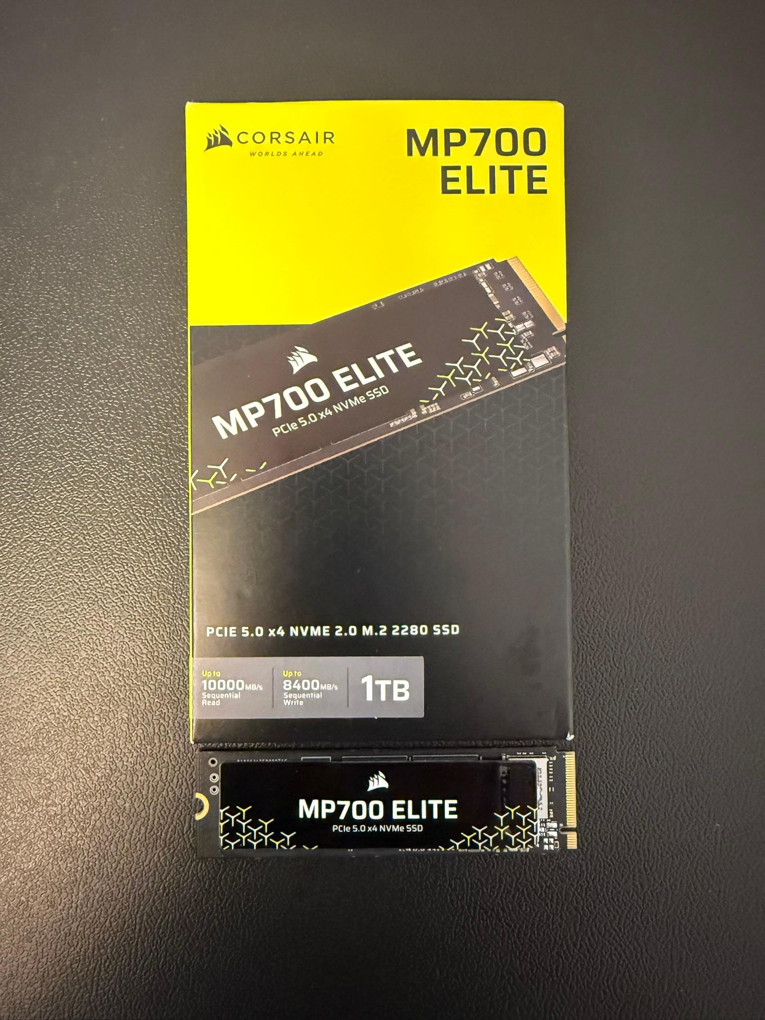 Corsair MP700 Elite 1TB PCIe Gen5 NVMe SSD | Up to 10,000 MB/s | Box Included