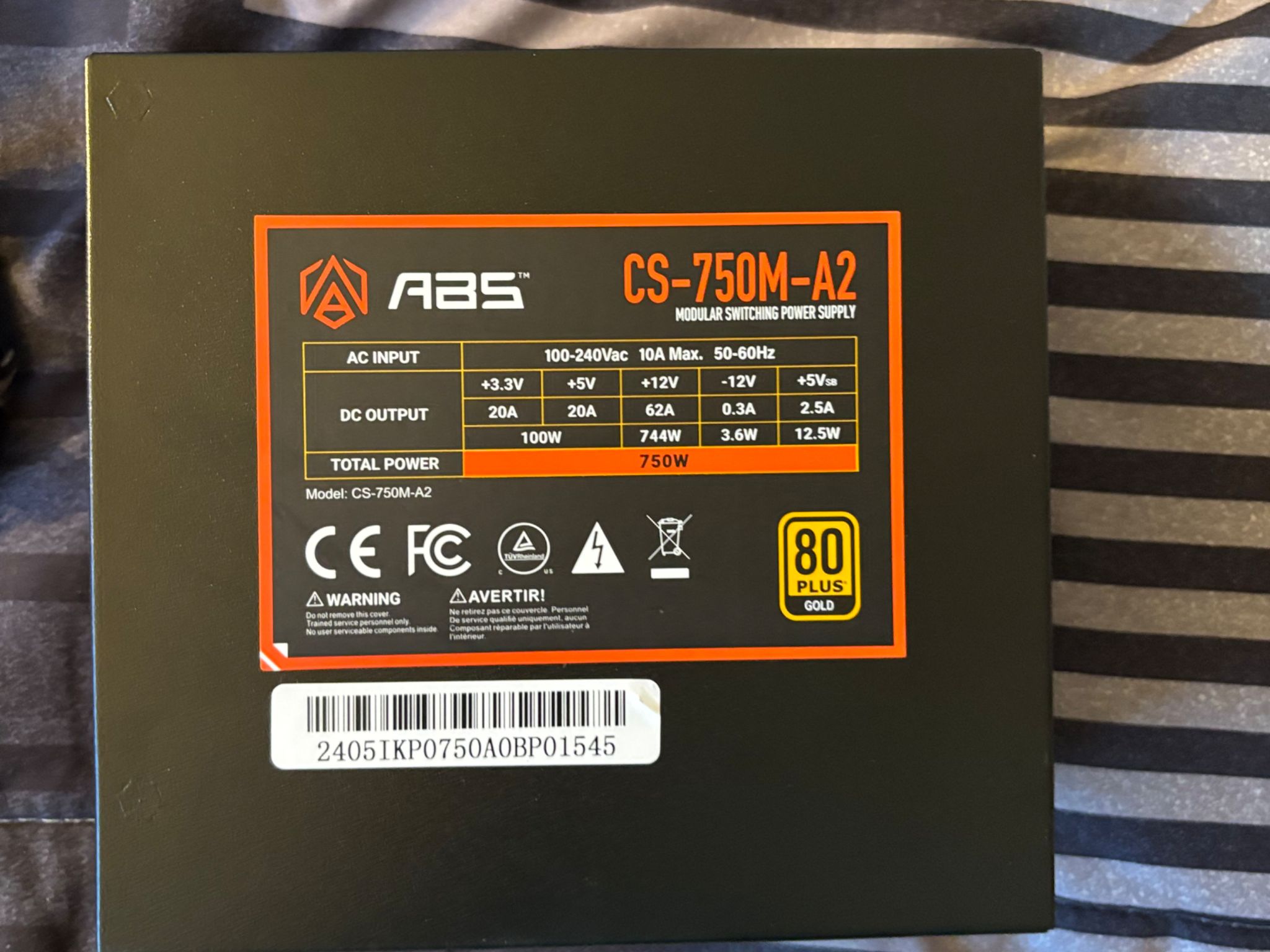 ABS CS-750M-A2 Modular Switching Power Supply for PC [750W / 80+ Gold]