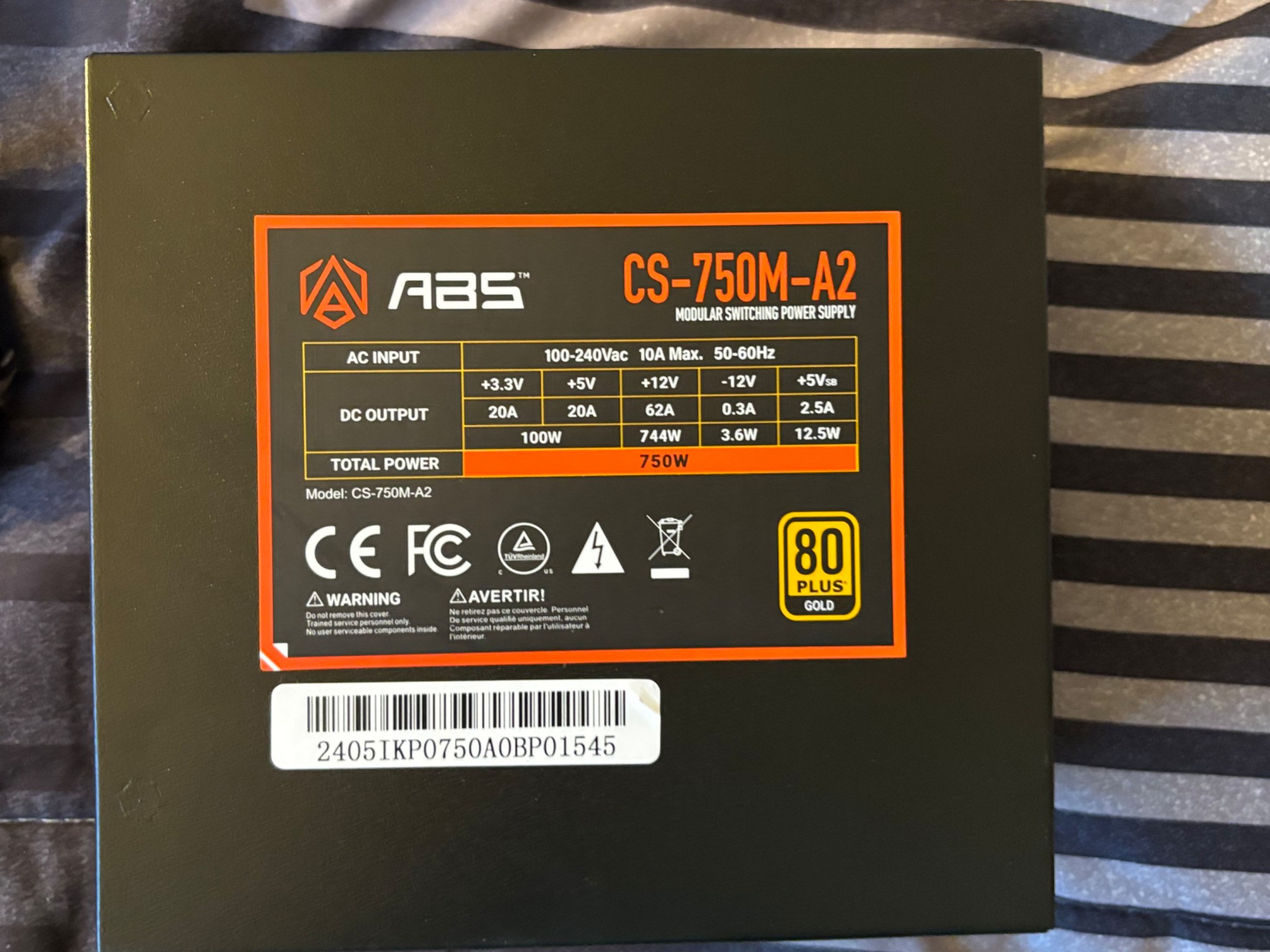 ABS CS-750M-A2 Modular Switching Power Supply for PC [750W / 80+ Gold]