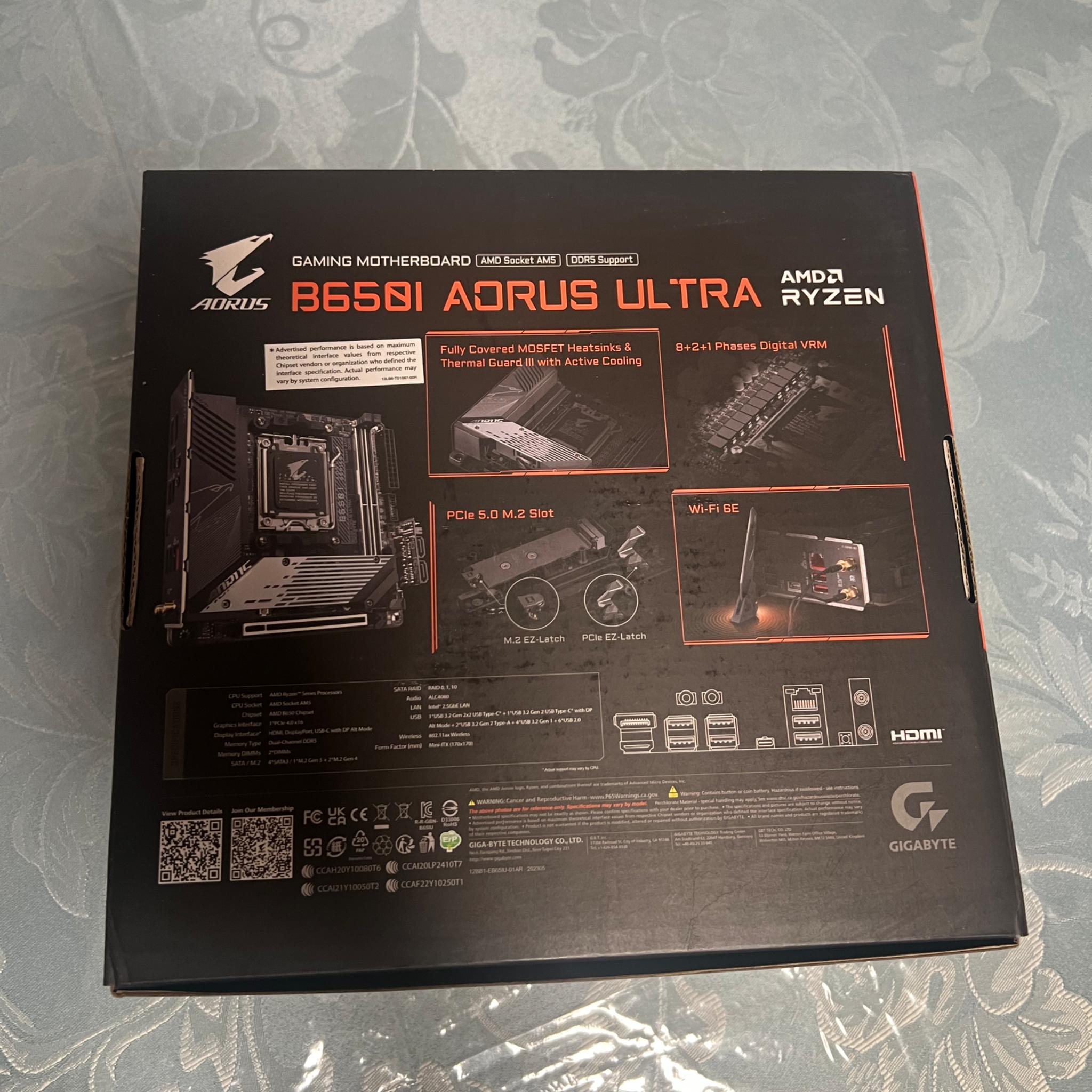 Brand New Gigabyte Aorus AMD B650I Ultra Gaming Desktop  Wifi Motherboard AM5 Mini ITX