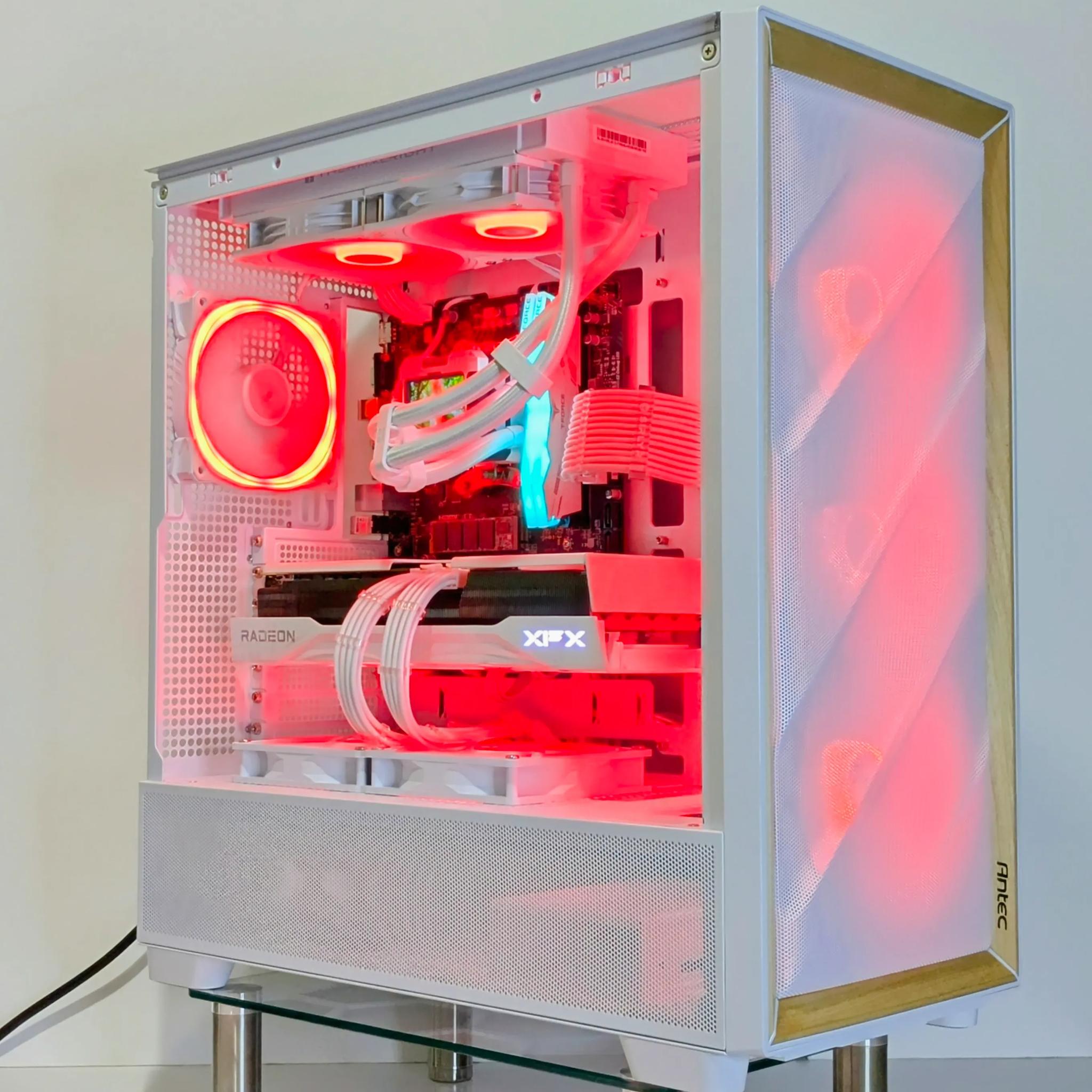 (ALL WHITE build w/ Birch🪵)🤍Ryzen 7 7700X🤍RX 9070🤍32GB DDR5 RAM🤍2TB NVMe🤍Windows 11 Pro 🪵🧊👑