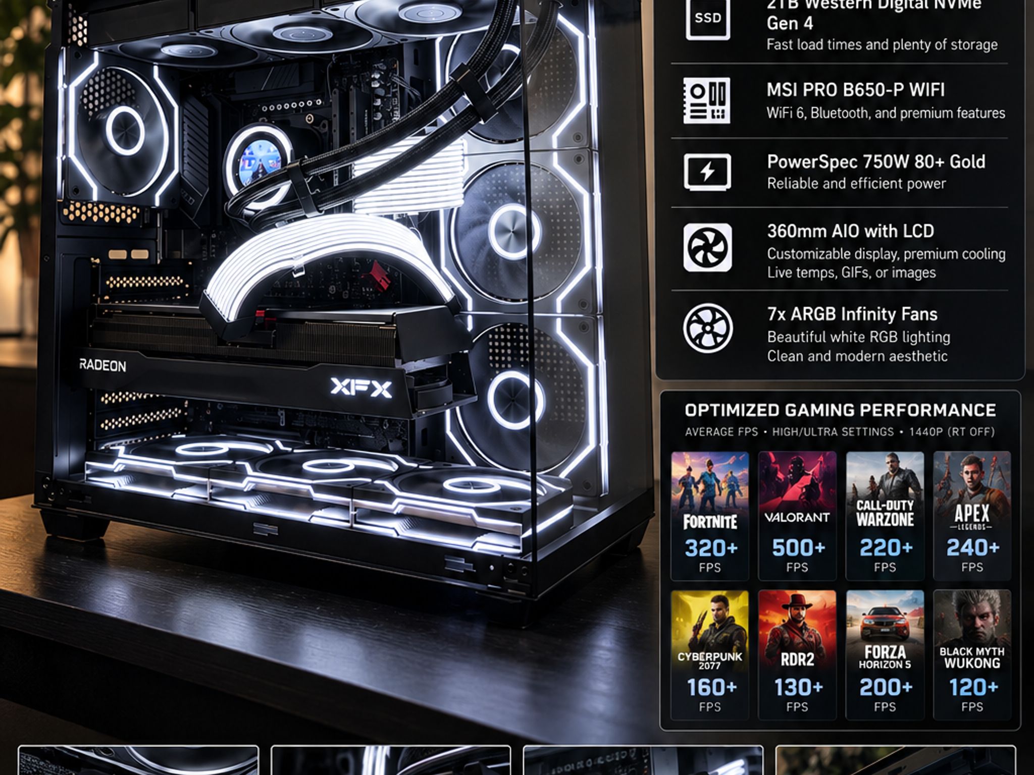 🔥 HIGH-END GAMING PC — RYZEN 7 7800X3D + RX 9070 XT + 32GB DDR5 + 2TB NVME 🔥
