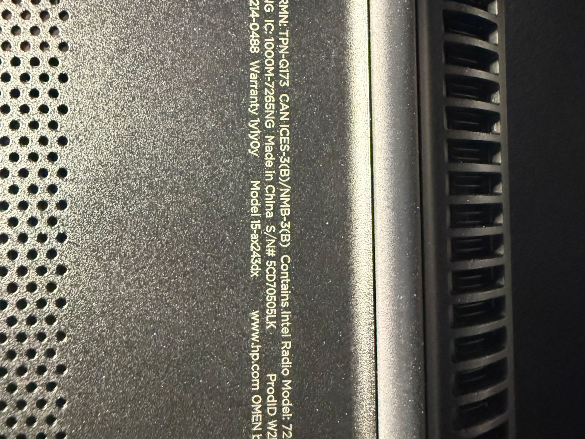 HP Omen 15” Gaming laptop i7-7700HQ GTX 1050
