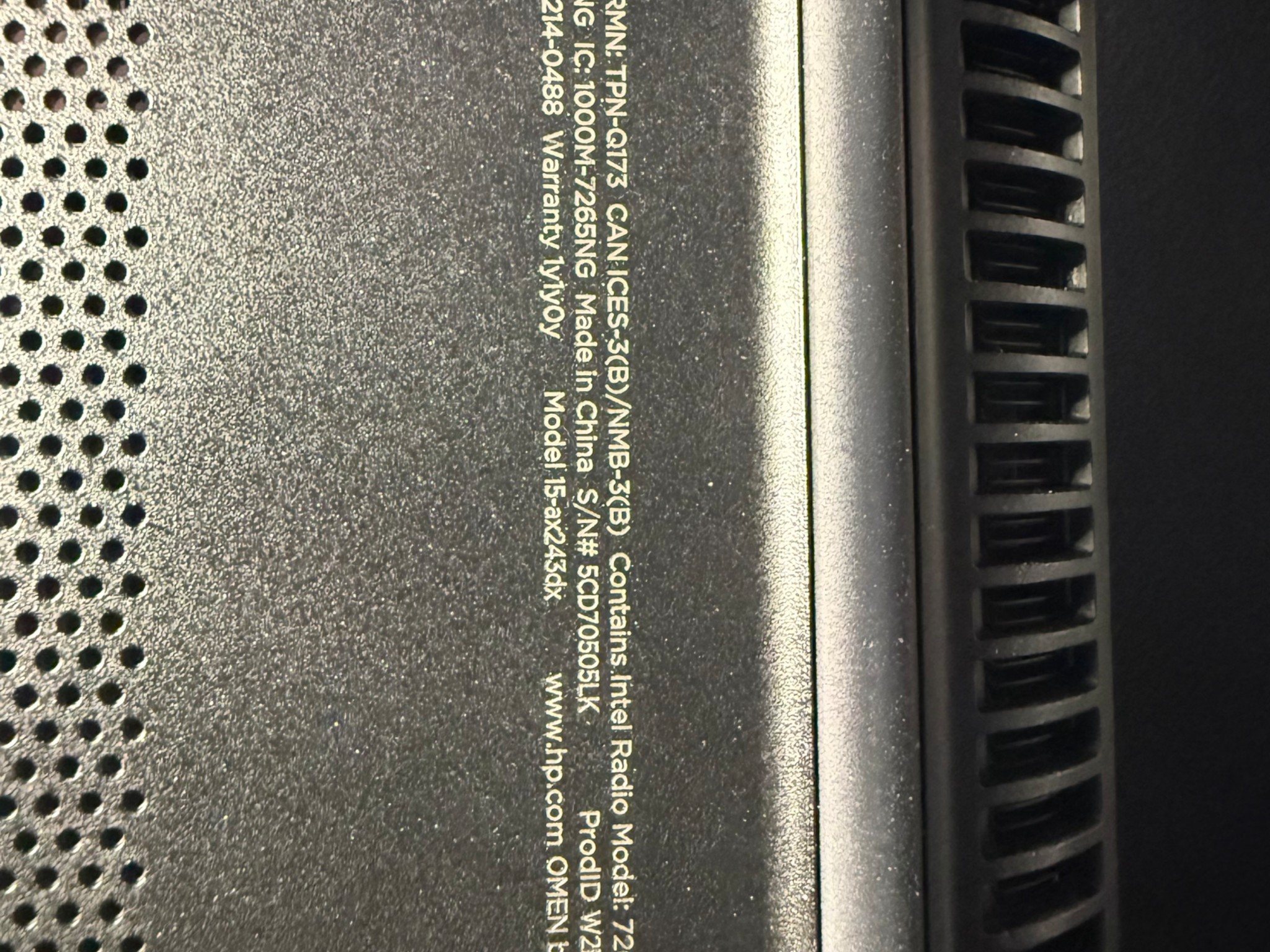 HP Omen 15” Gaming laptop i7-7700HQ GTX 1050