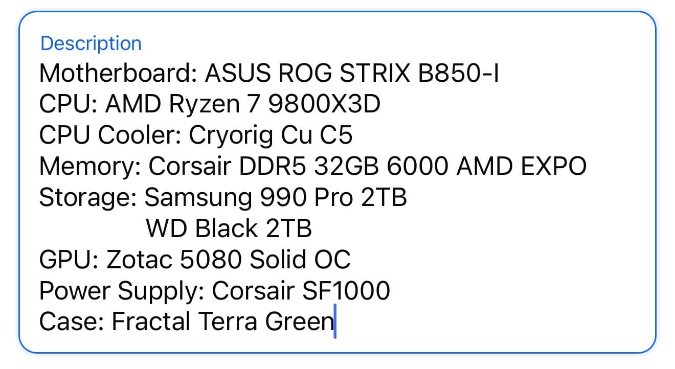 GeForce RTX 5080 Custom Gaming PC - Ryzen 7 9800X3D