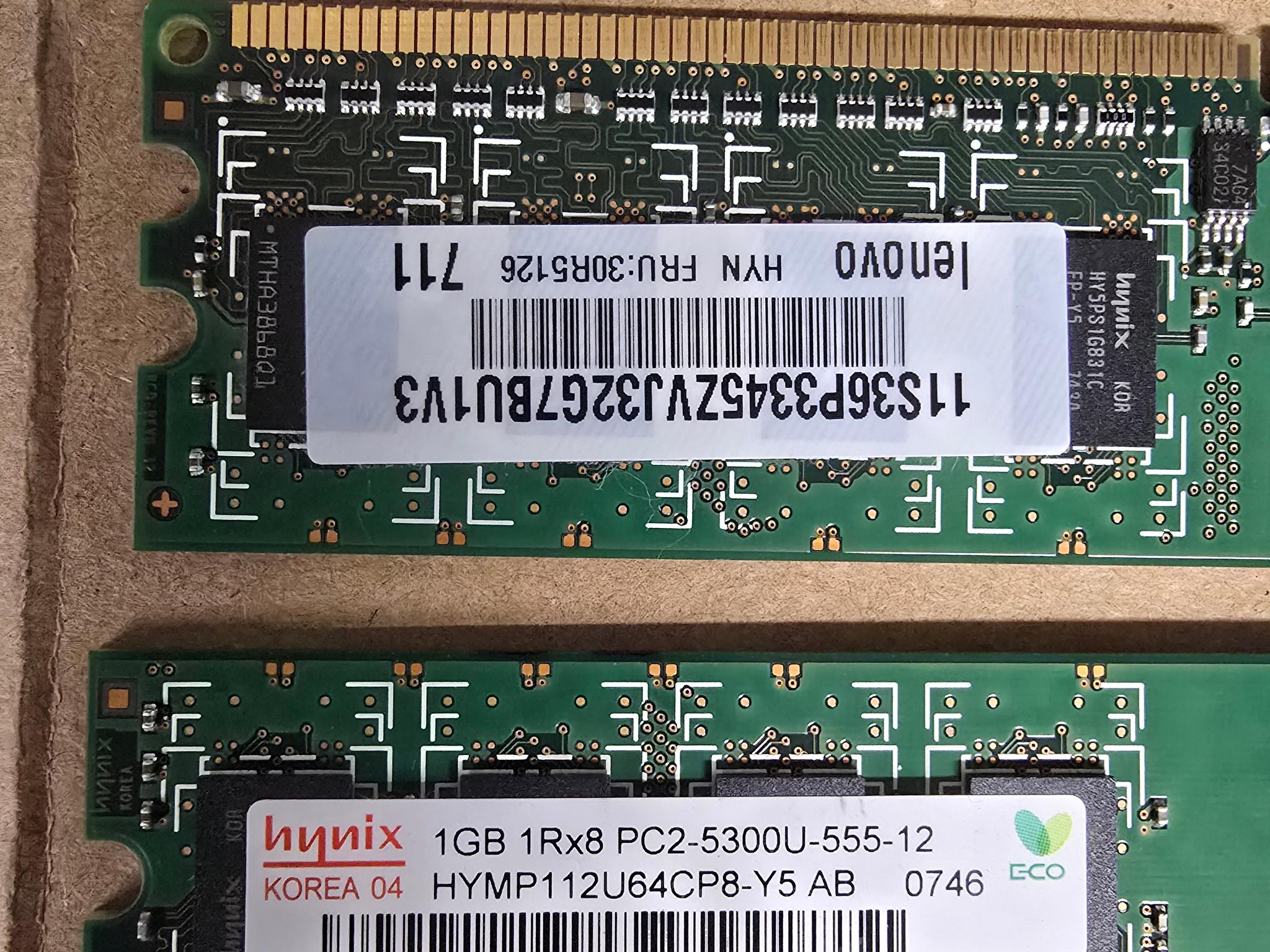 Hynix HYMP112U64CP8-Y5 AB-C PC2-5300 667MHZ 1GB x 2 DDR2 Memory 1Rx8 1GBx2 = 2GB