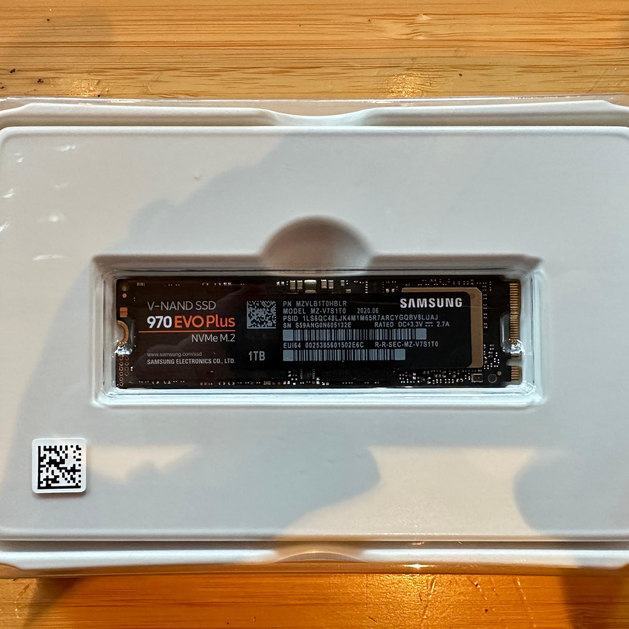 Samsung 970 EVO Plus NVMe M.2 SSD, 1 TB (Lightly Used, In Box, Model MZ-V7S1T0)