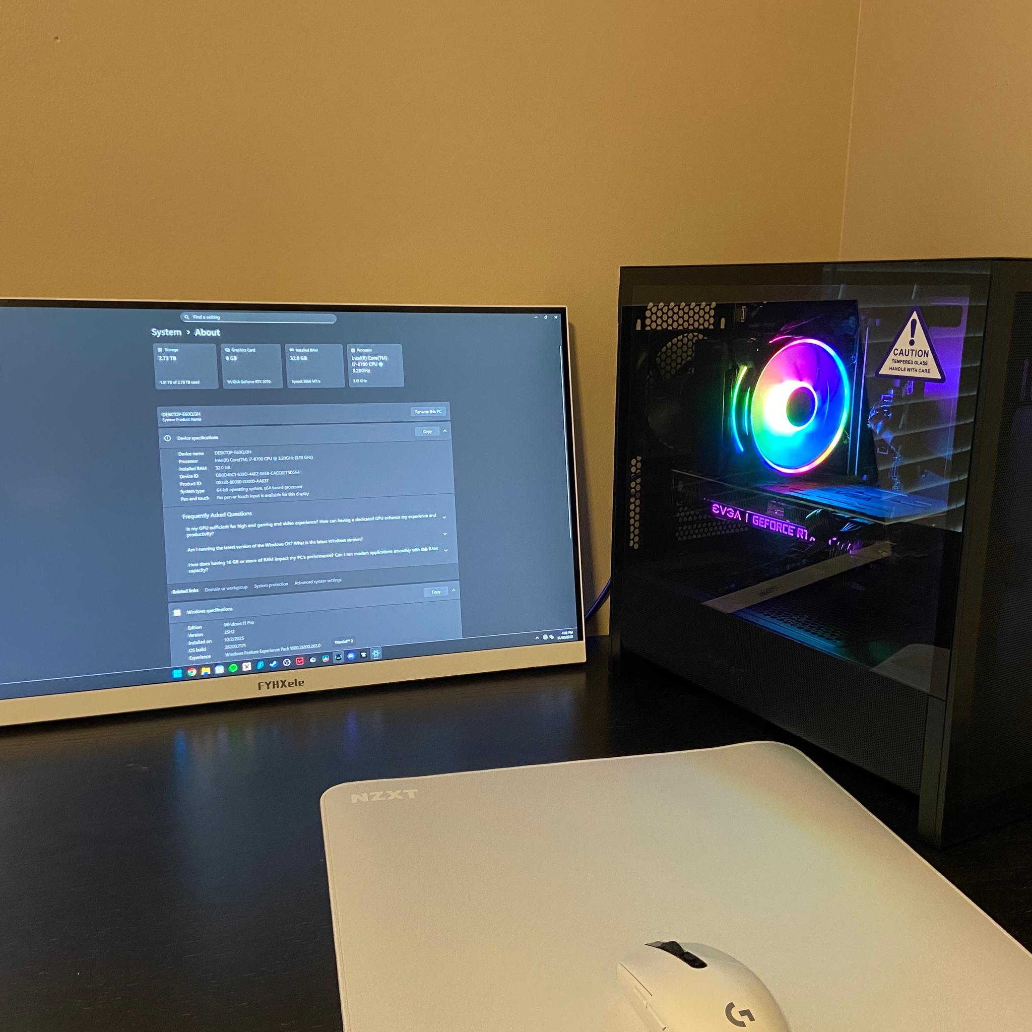 Intel i7-8700 Gaming PC | RTX 2070 | 32GB RAM | 1TB NVMe + 2TB SSD | NZXT H3 | Read To Play