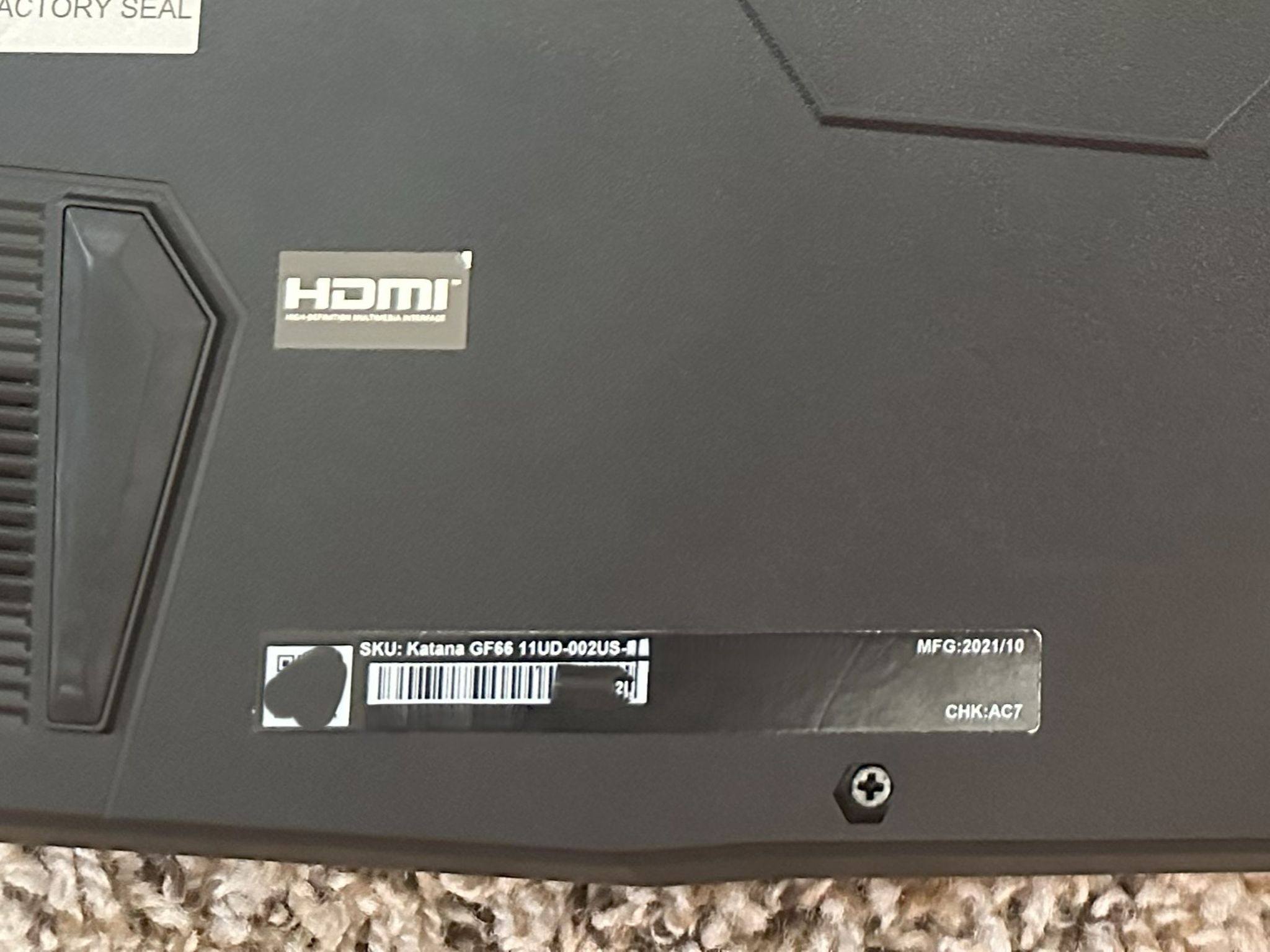 MSI Katana GF66 11UD 15.6" RTX™ 3050Ti