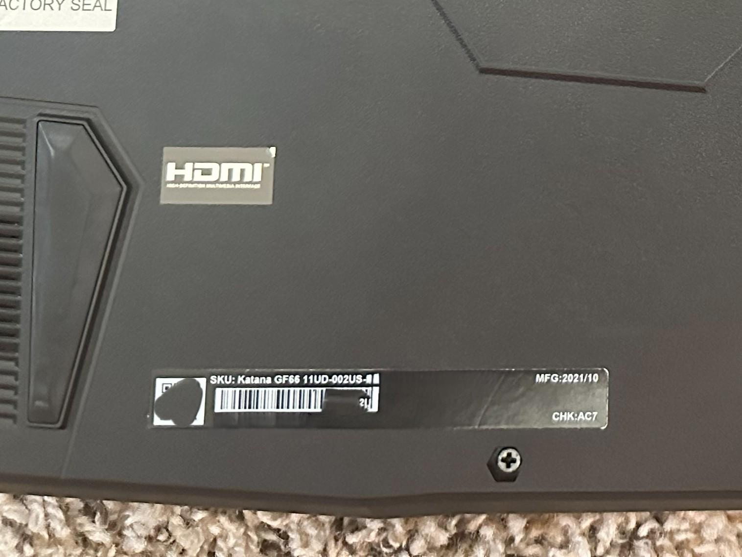 MSI Katana GF66 11UD 15.6" RTX™ 3050Ti