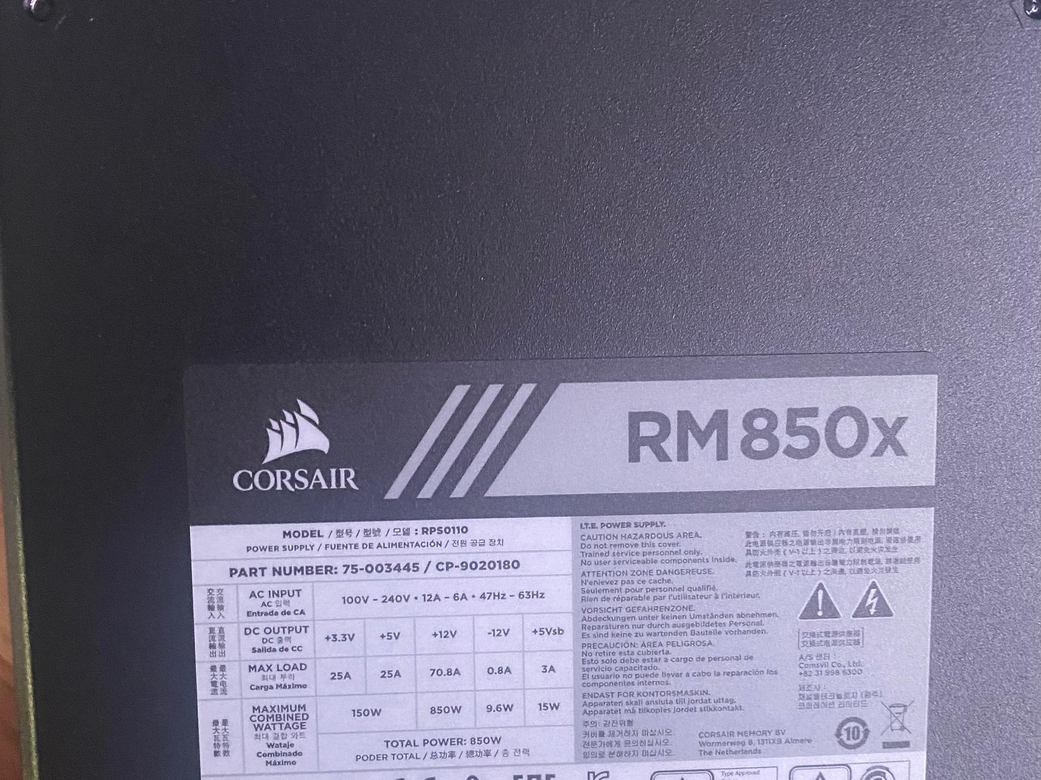 Corsair RM 850x Watt Gold