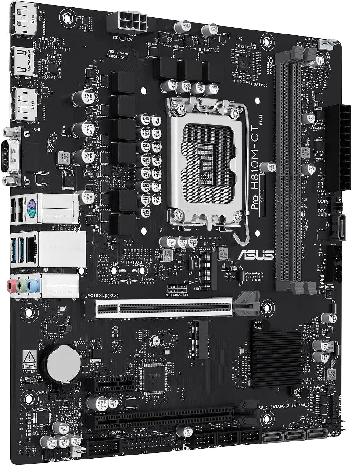 ASUS PRO H810M-CT Intel H810 LGA 1851 microATX DDR5 Desktop Motherboard