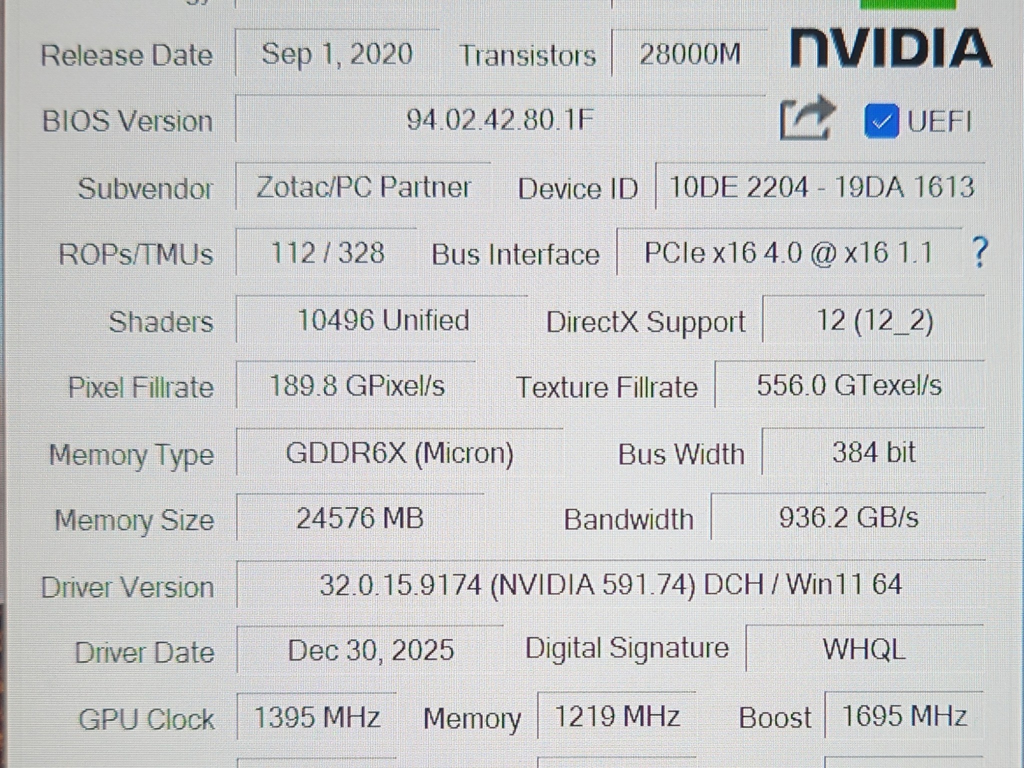 ZOTAC RTX 3090 TRINITY 24GB GDDR6X