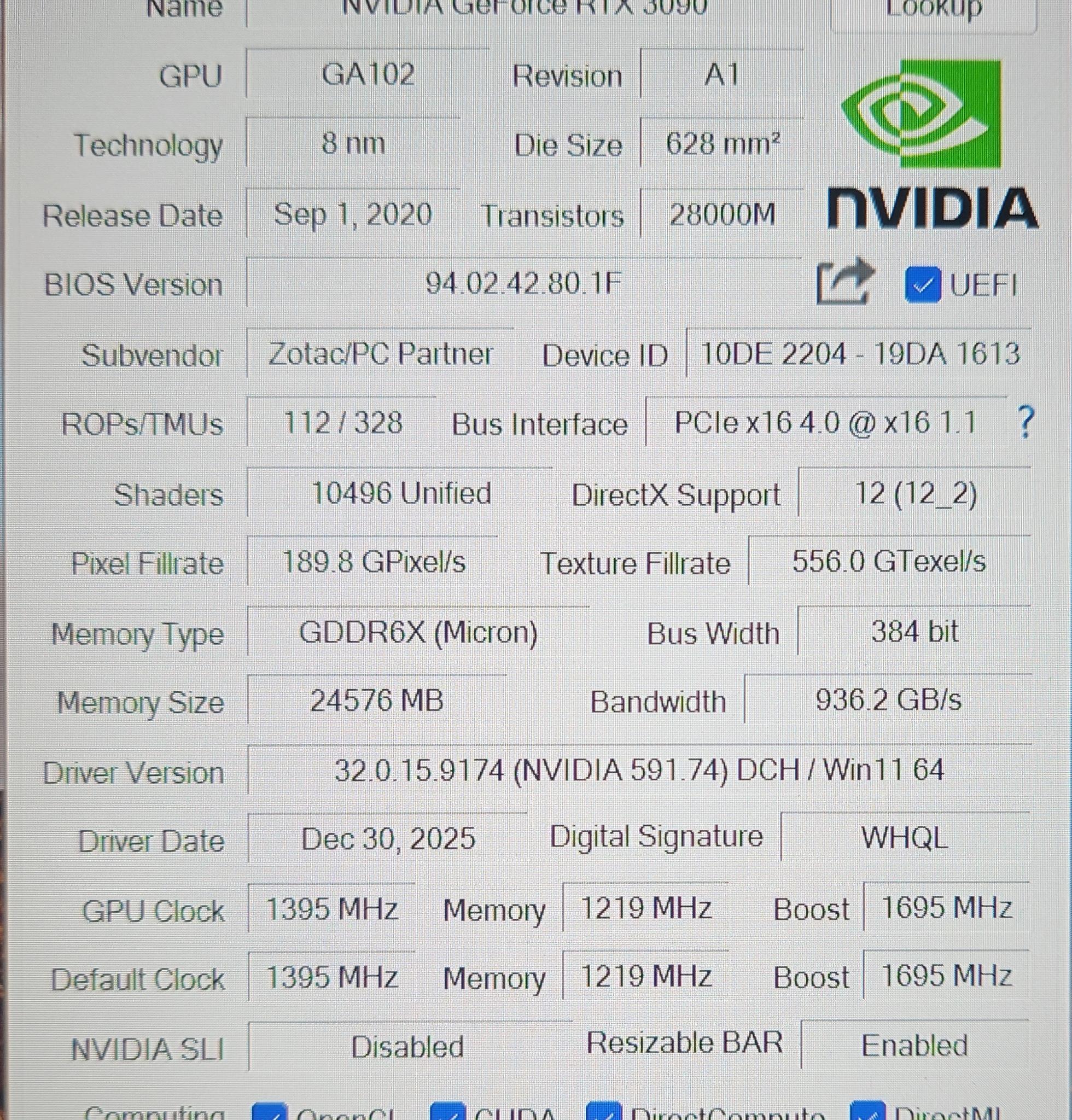ZOTAC RTX 3090 TRINITY 24GB GDDR6X