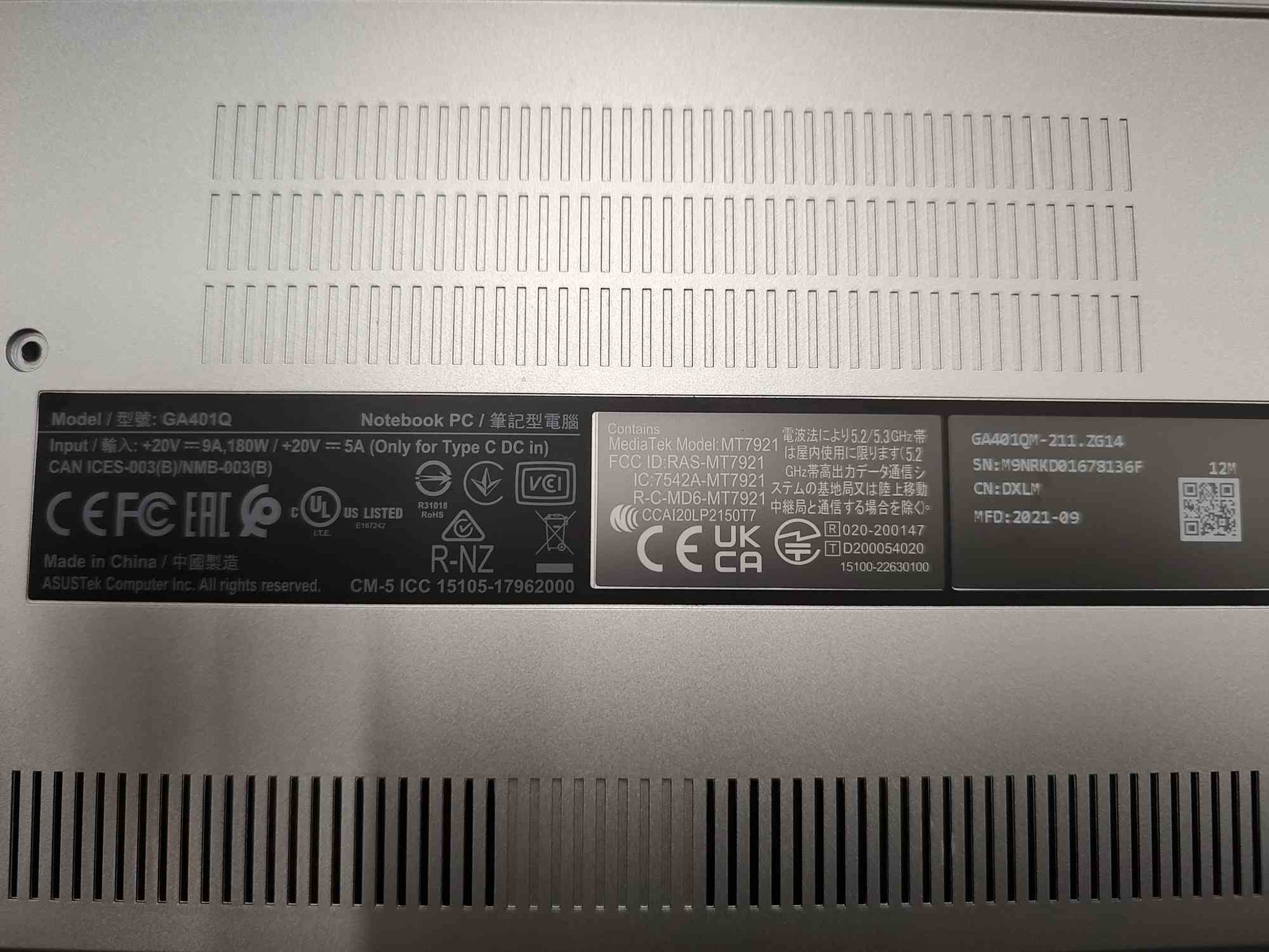 ASUS ROG Zephyrus G14 GA401QM