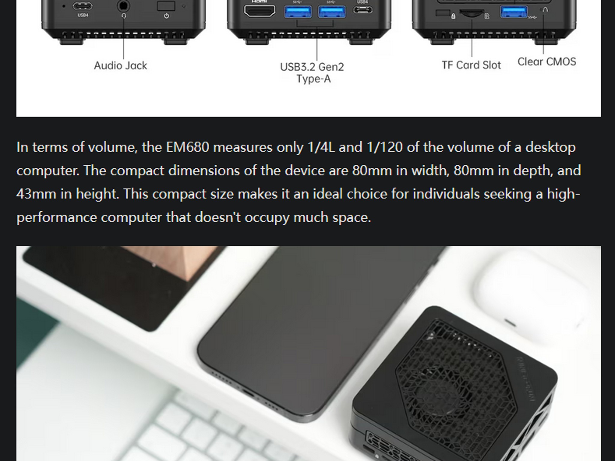 Minisforum EM680 Pocket PC Ryzen 7 6800U