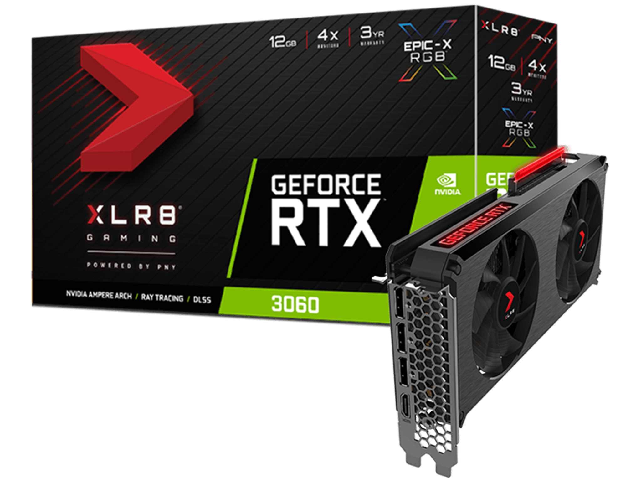 PNY GeForce RTX 3060 12GB XLR8 Gaming REVEL EPIC-X RGB Dual Fan Graphics Card VCG306012DFXPPB
