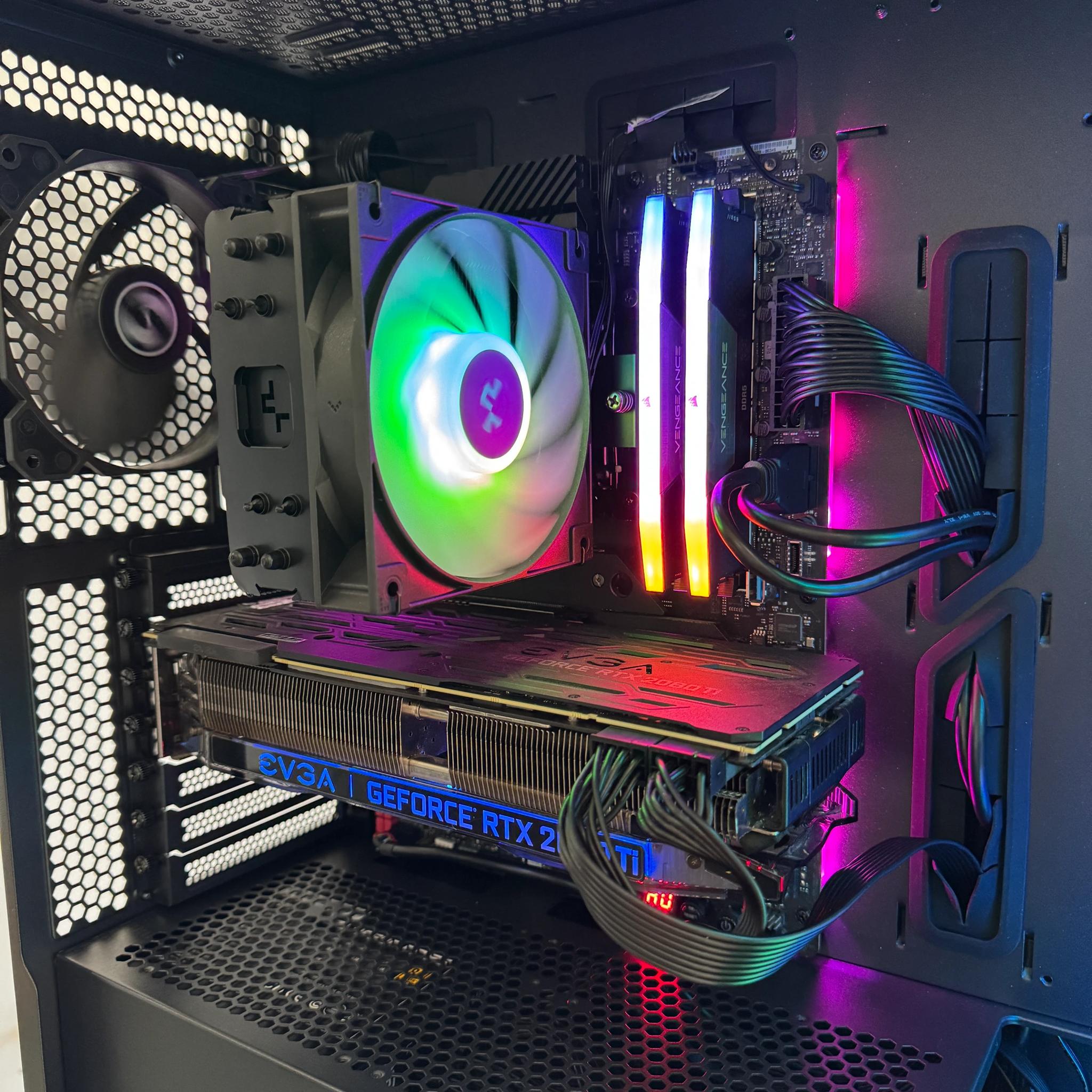 Refurbished Gaming PC: Intel Core i7-13700KF, EVGA 2080 Ti, 32GB RGB DDR5, 1TB NVMe, Windows 11 Home