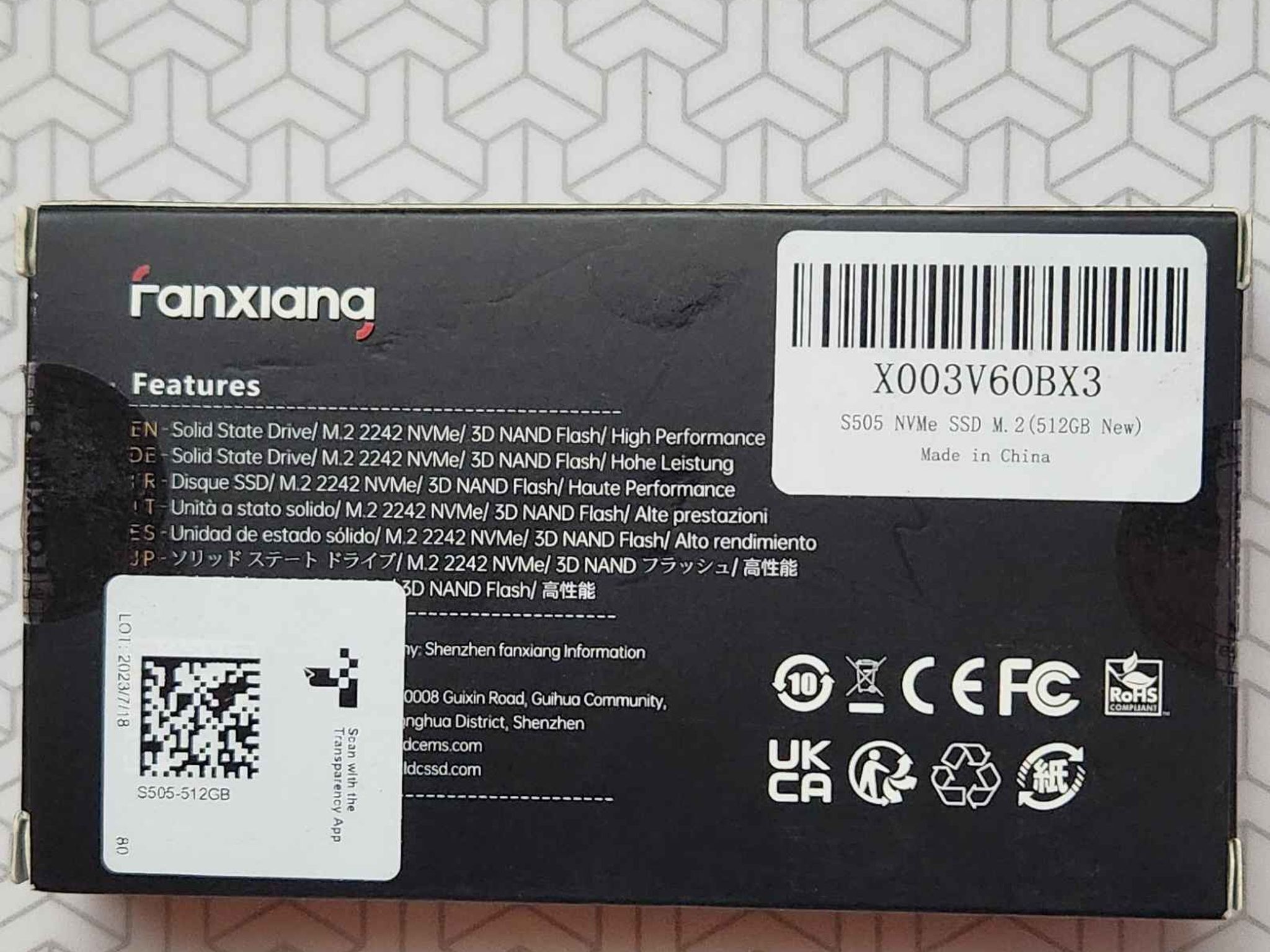 Fanxiang S505 512GB NVMe SSD M.2 2242 PCIe 3.0 – Up to 3500MB/s
