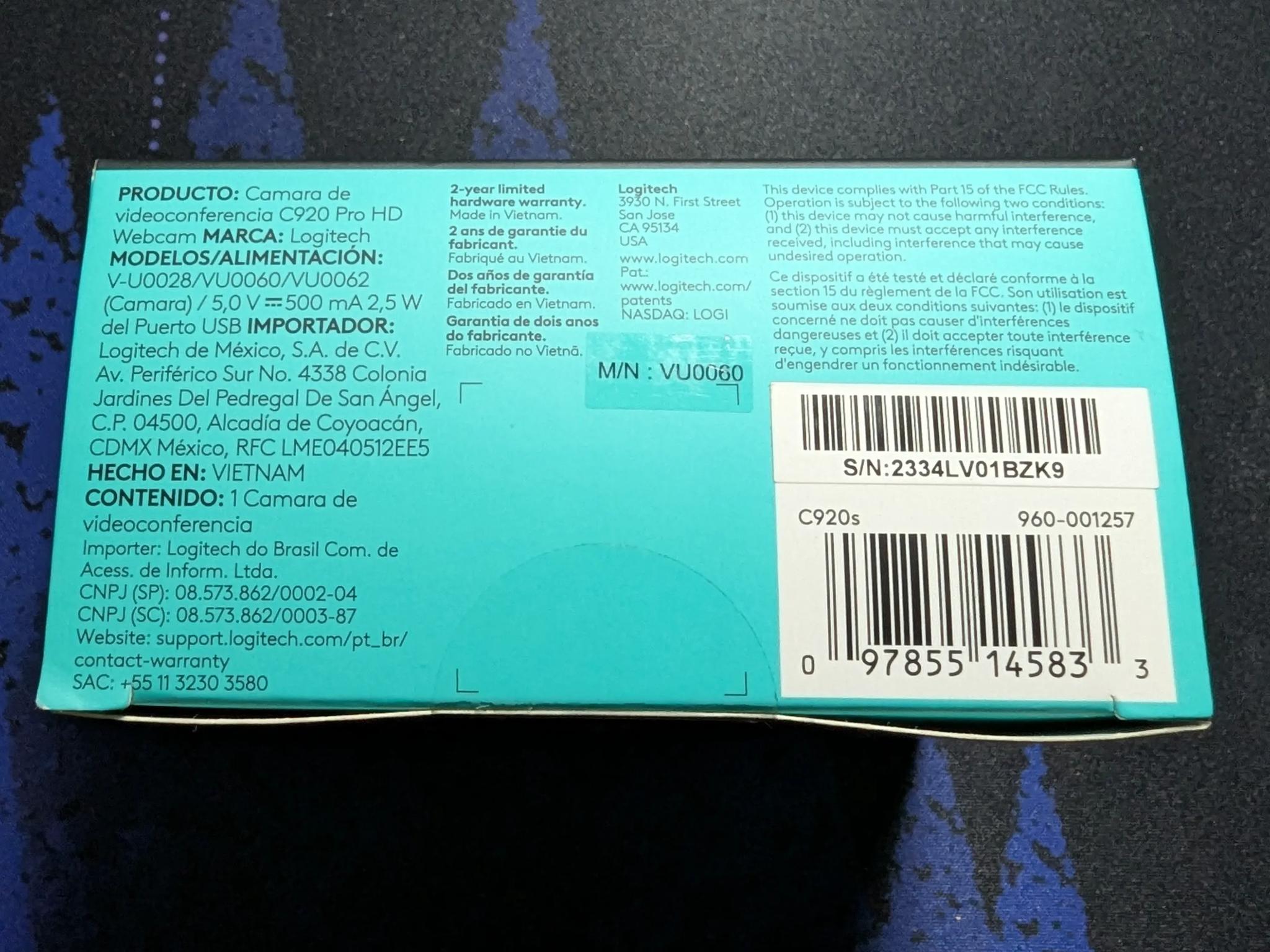 Logitech C920s Pro HD Webcam