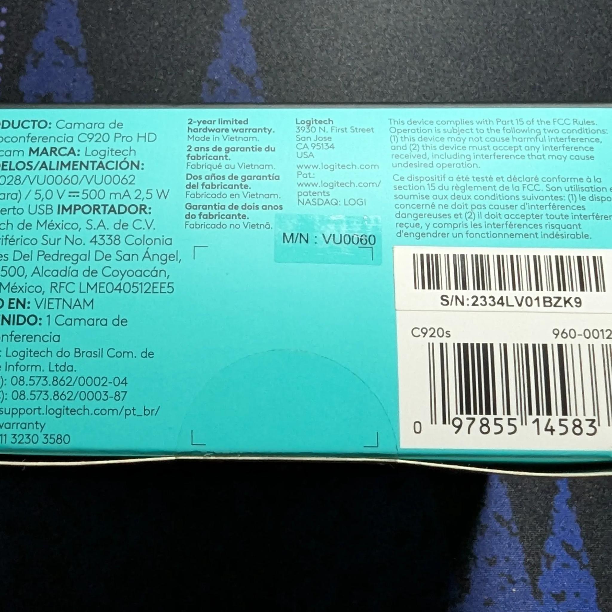 Logitech C920s Pro HD Webcam