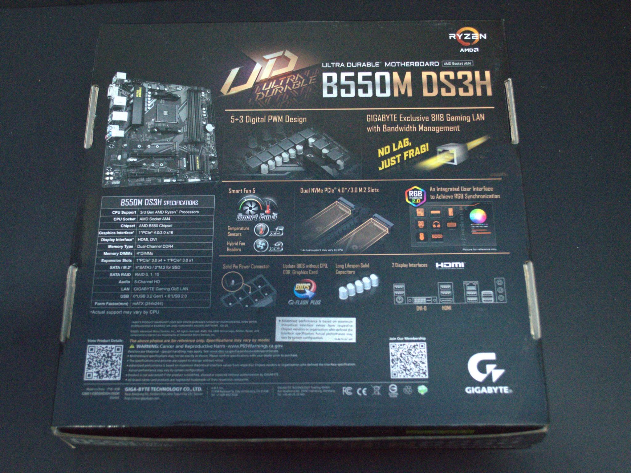 Open Box GIGABYTE B550M DS3H AM4 Micro-ATX Motherboard – Ryzen 5000 Ready