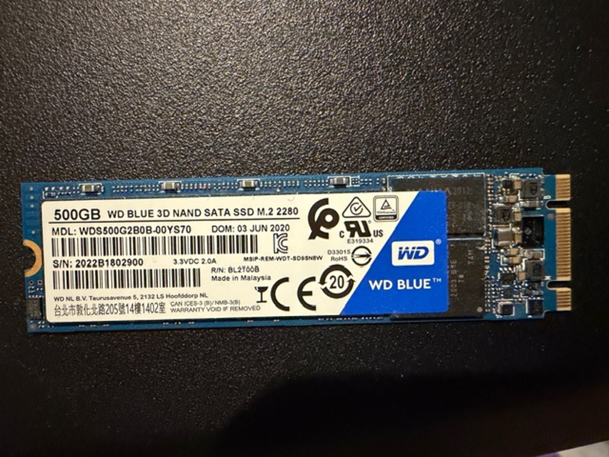 Western Digital Blue 500 GB SSD SATA M.2 2280