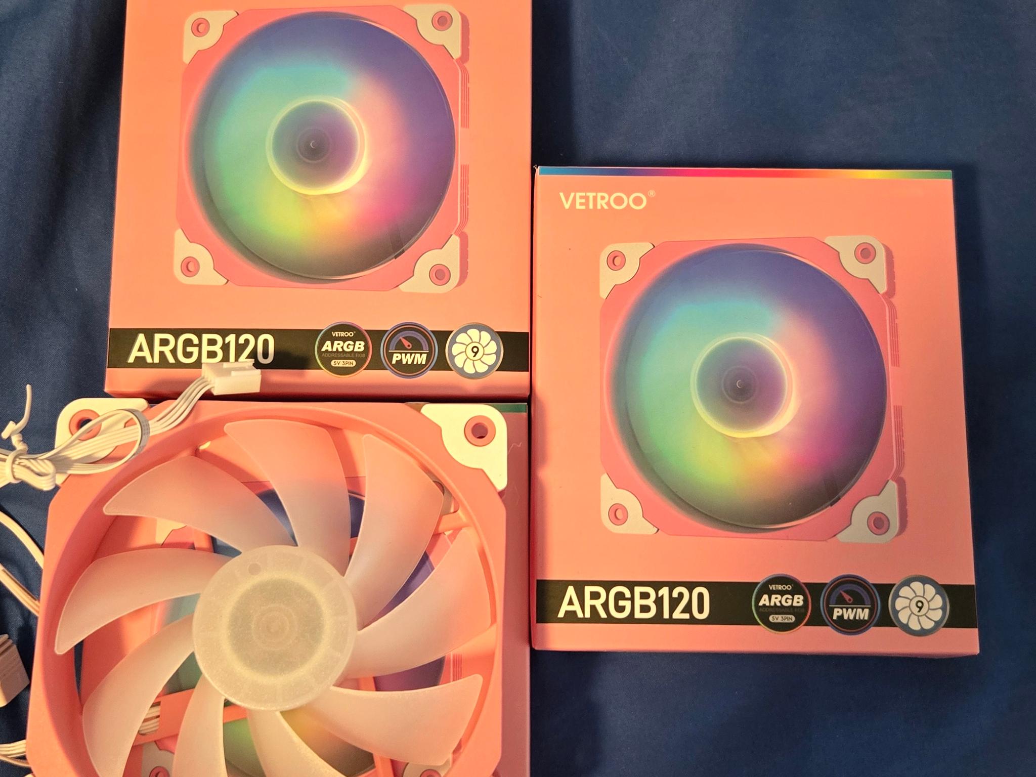 Vetroo Pink ARGB PWM Fans (3)
