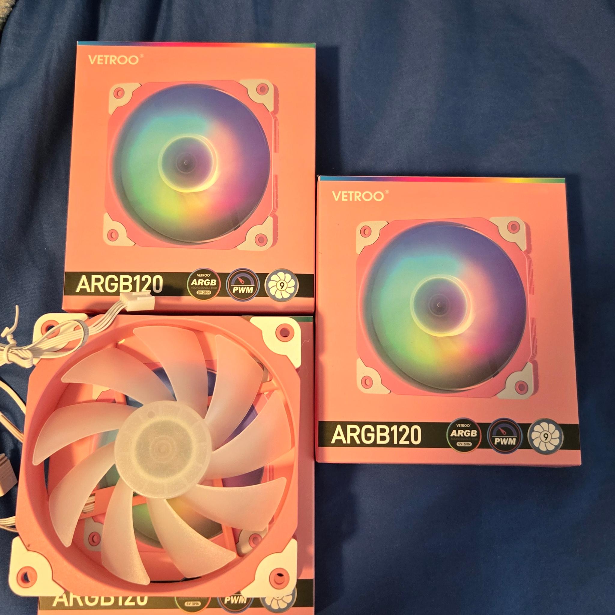 Vetroo Pink ARGB PWM Fans (3)