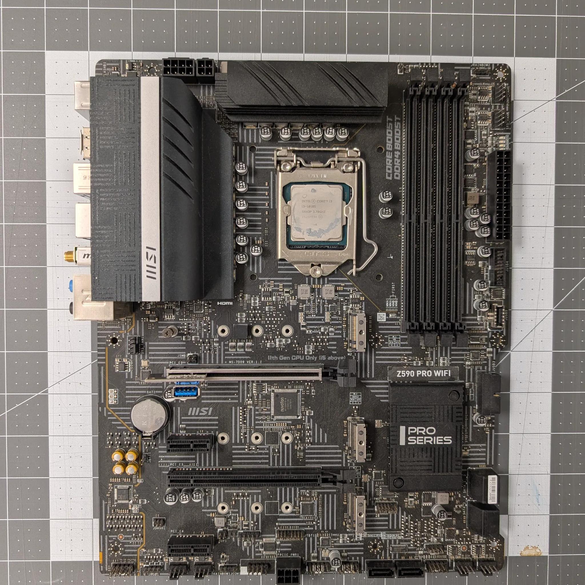 MSI Z590 PRO WIFI Motherboard W/ i3 10105 & 16GB RAM
