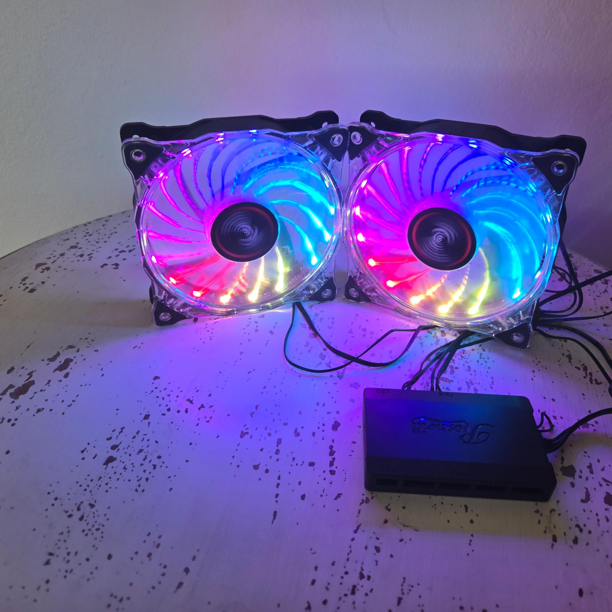 Rosewill Fan Hub with 2 Fans - Rainbow RGB