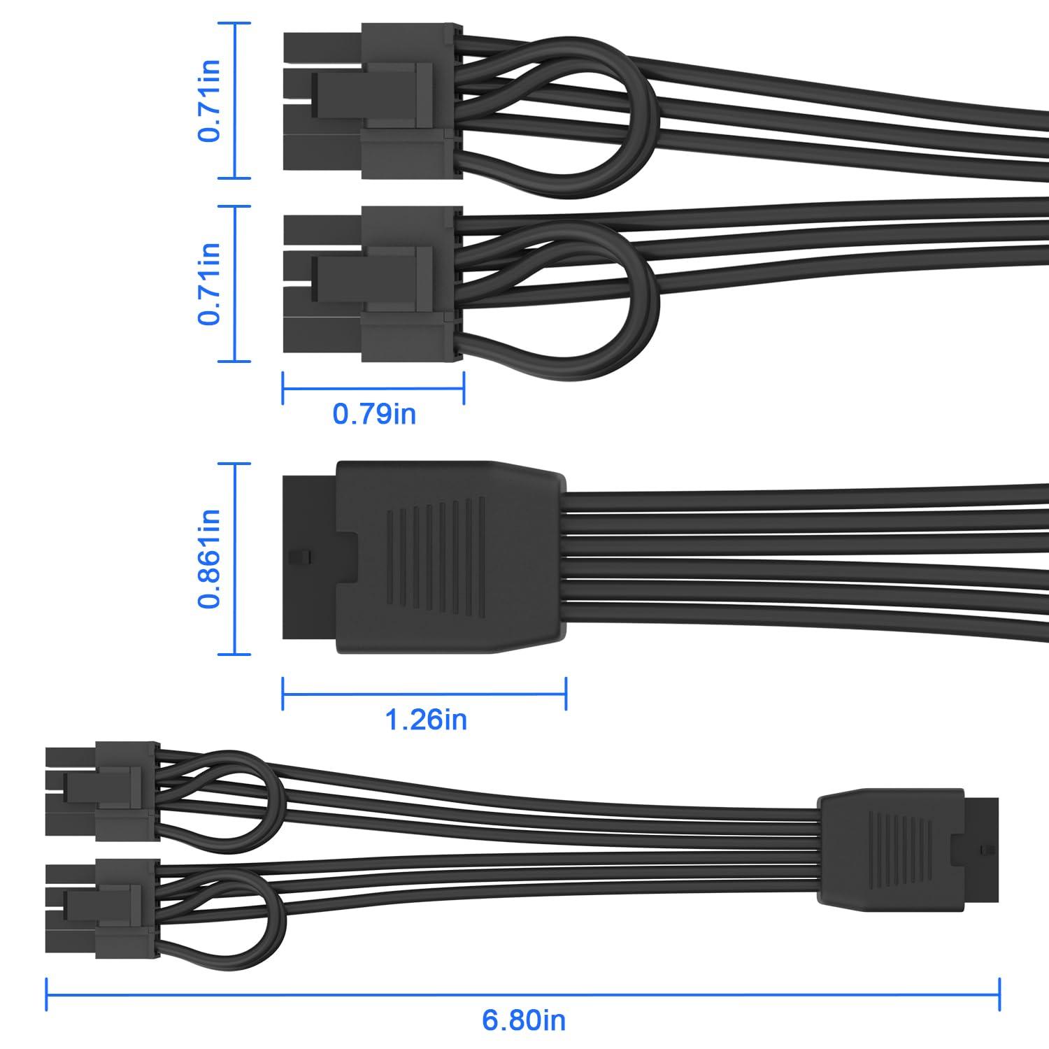 Aukuoy 12VHPWR to Dual PCIe 8-Pin Conversion Cable luxury Black