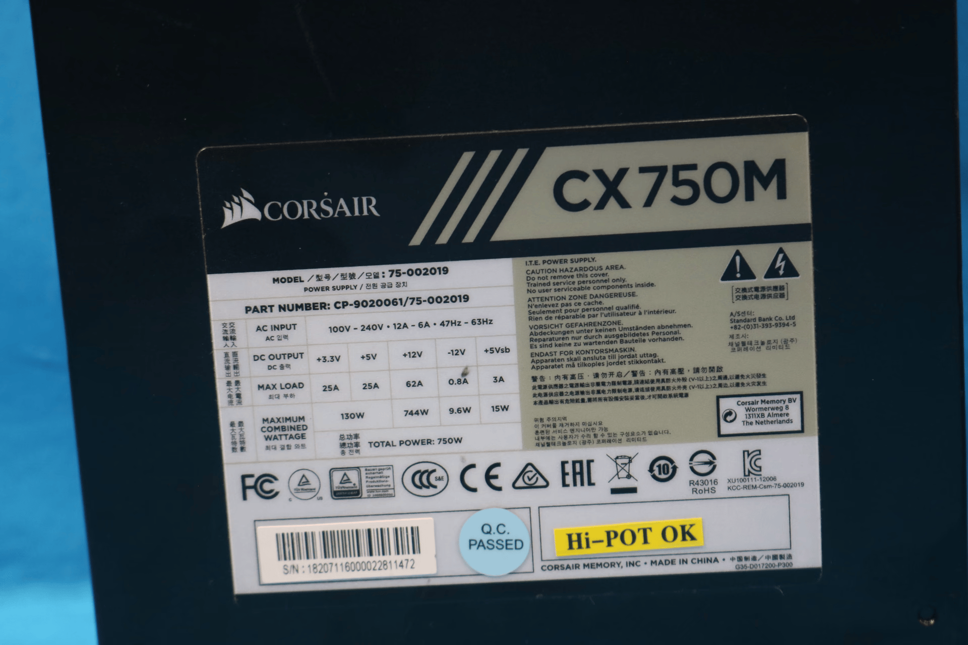 Corsair CX750M 750W 80+ Bronze 24-Pin Semi-Modular ATX Desktop Power Supply CP-9020061 75-002019