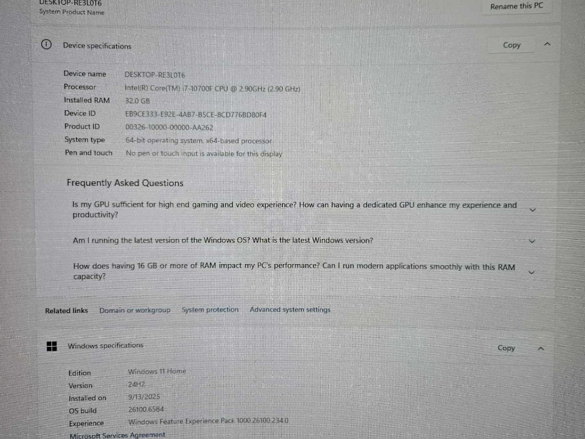 Gaming PC i7-10700K 32GB RAM 1TB SSD  RX 6600 8GB Win11 Computer