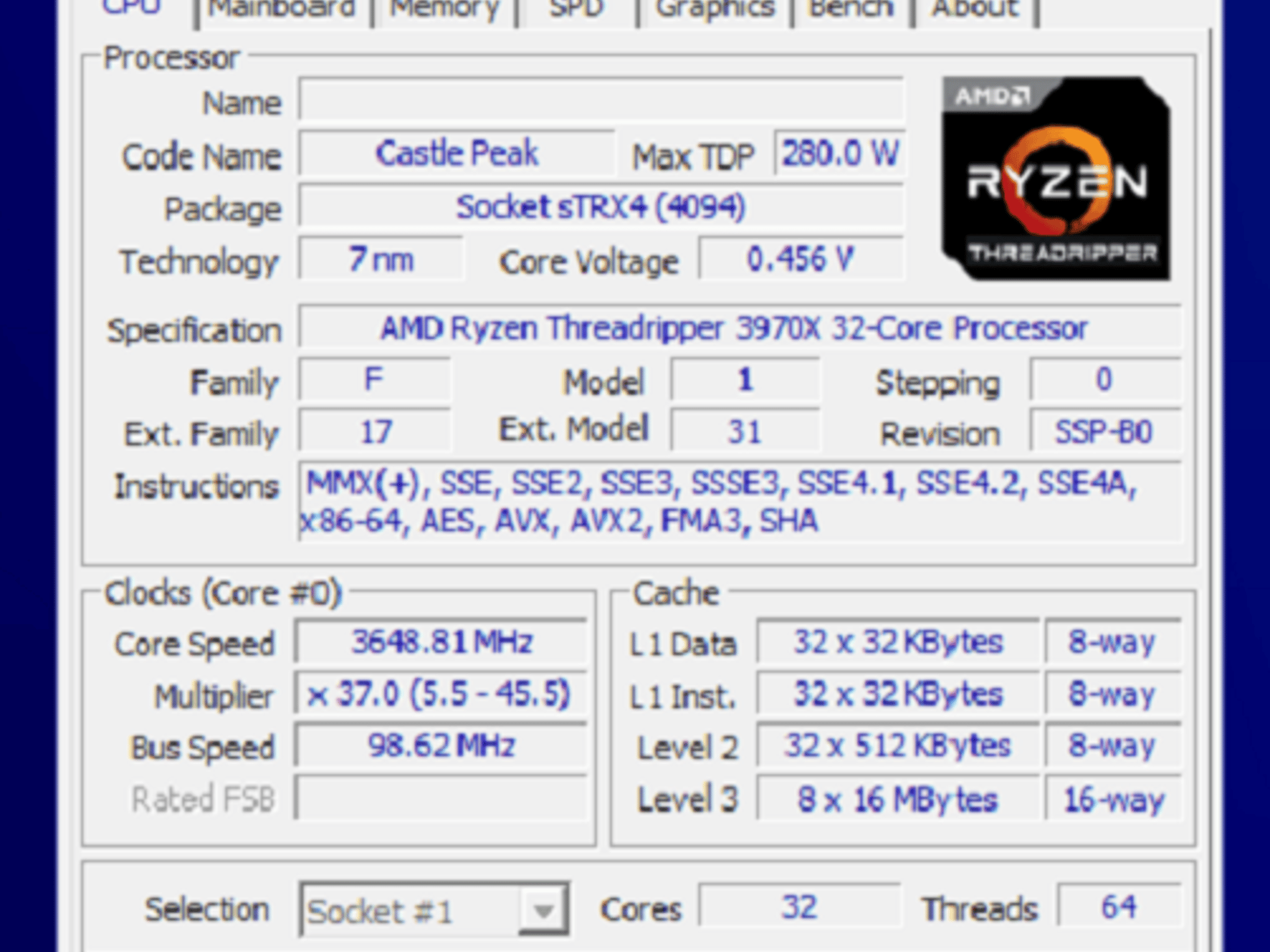 AMD RYZEN THREADRIPPER 3970X + ASUS ROG ZENITH II EXTREME ALPHA + NOCTUA NH-U14S (NO RAM/MEMORY)