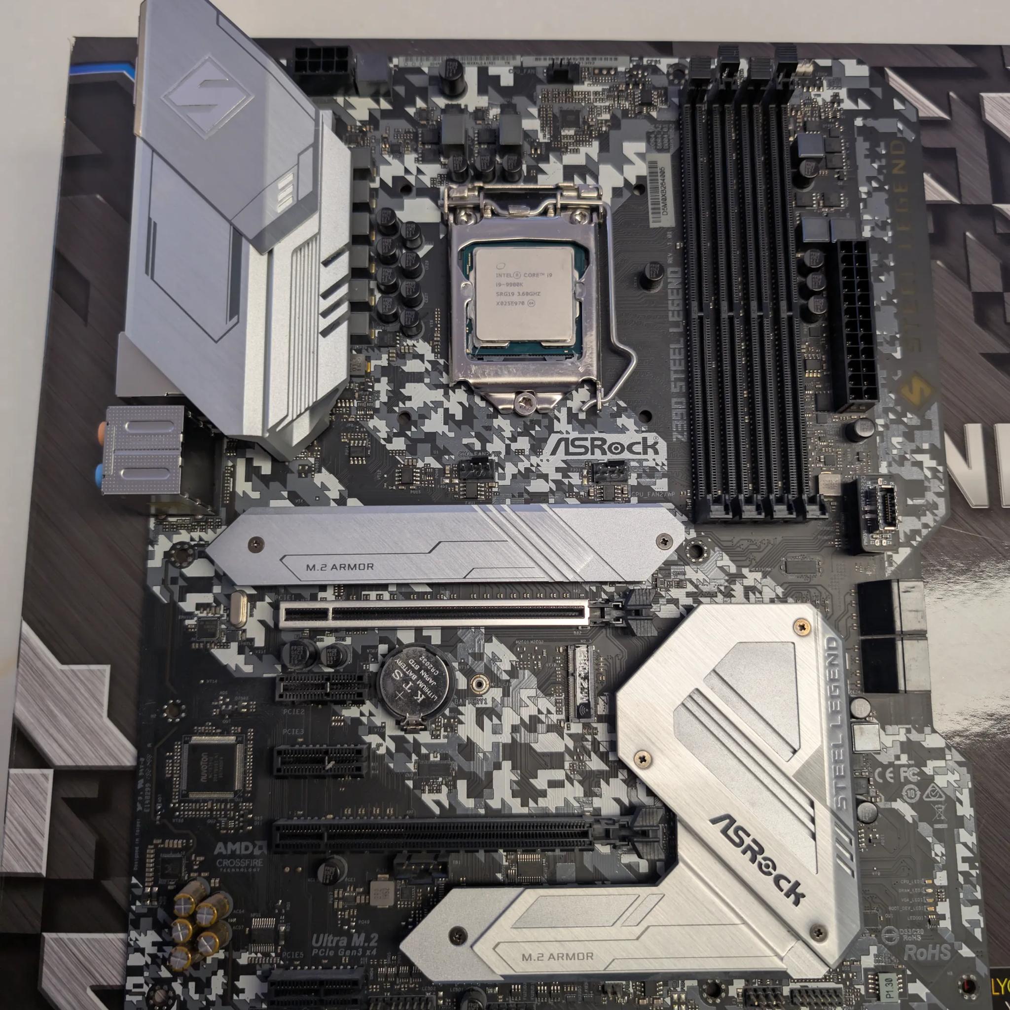i9-9900k,  Asrock z390 Steel Legend, Plus memory and Wifi Card