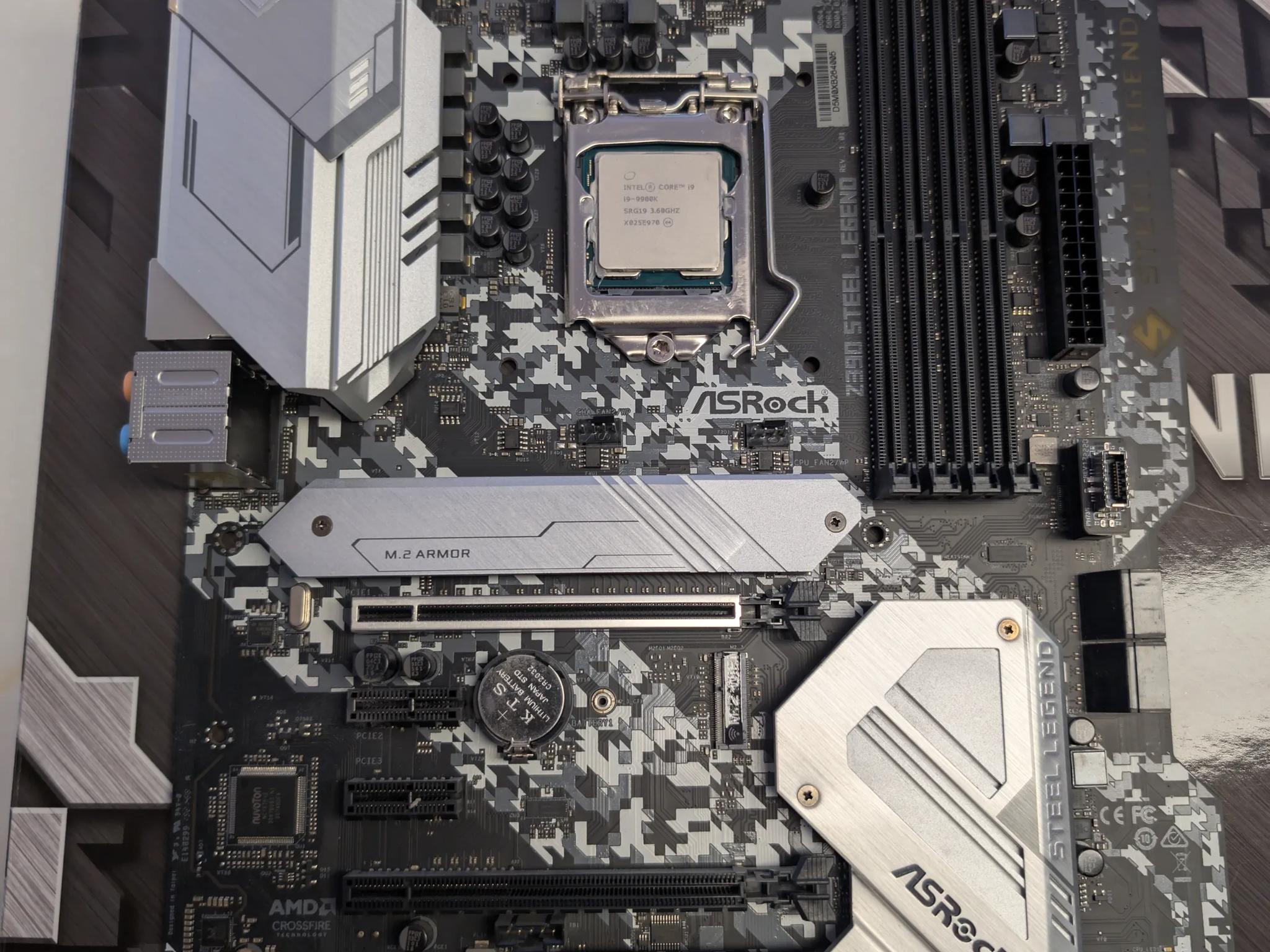 i9-9900k,  Asrock z390 Steel Legend, Plus memory and Wifi Card