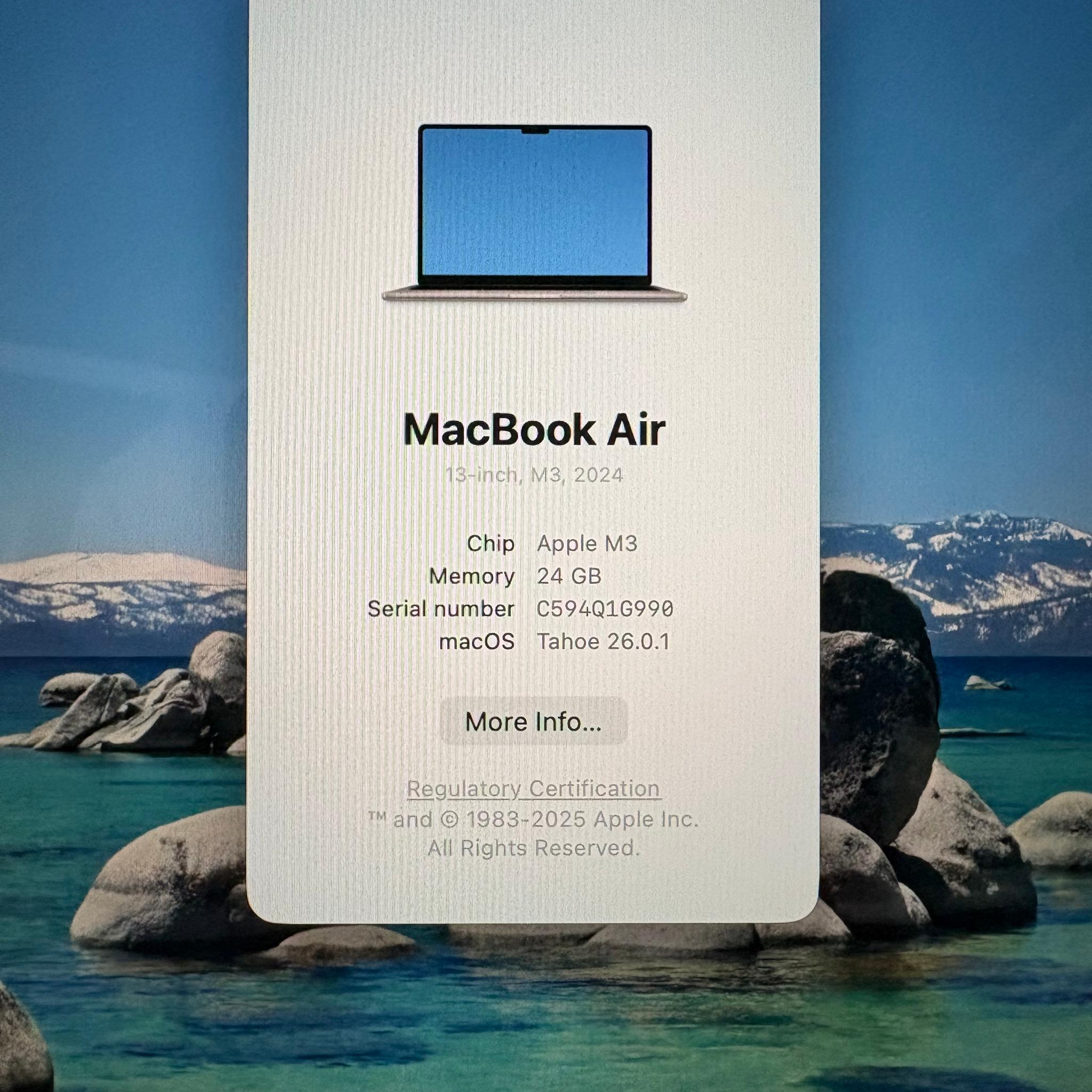 MacBook Air 13 Inch 2024 M3 Chip, 24gb Ram, 512gb ssd
