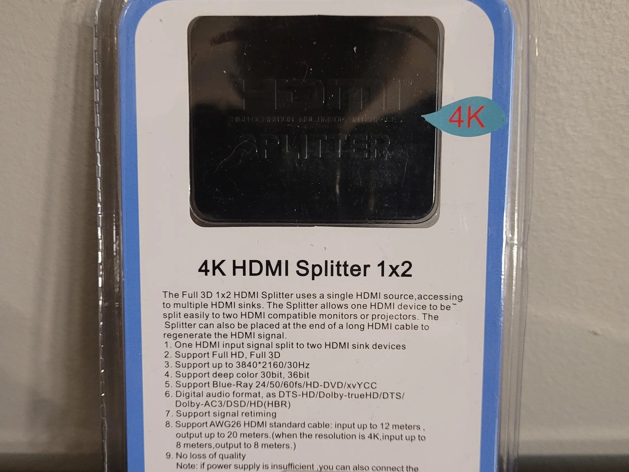 4K HDMI Splitter 1x2